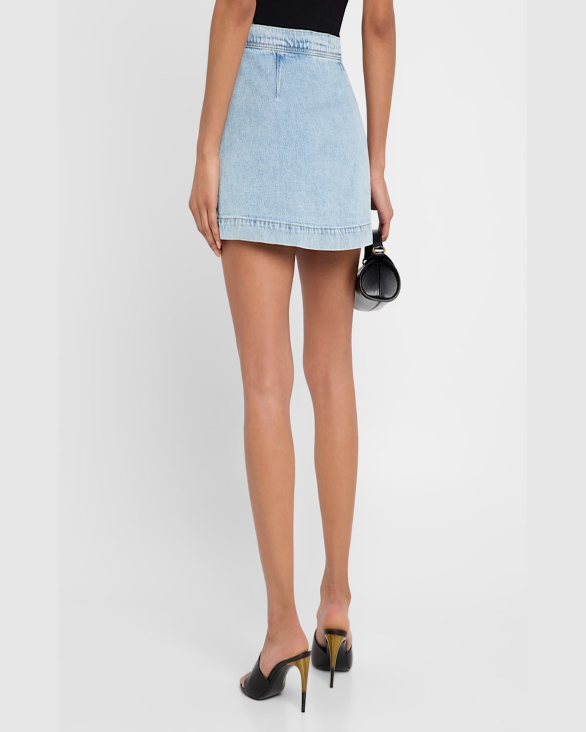 Paige Aven Wrap Denim Miniskirt In Aliza