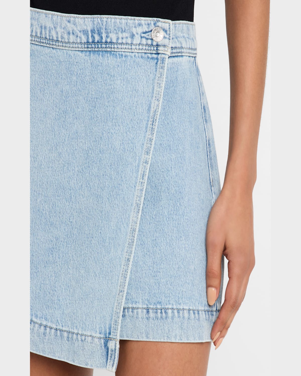 Paige Aven Wrap Denim Miniskirt In Aliza