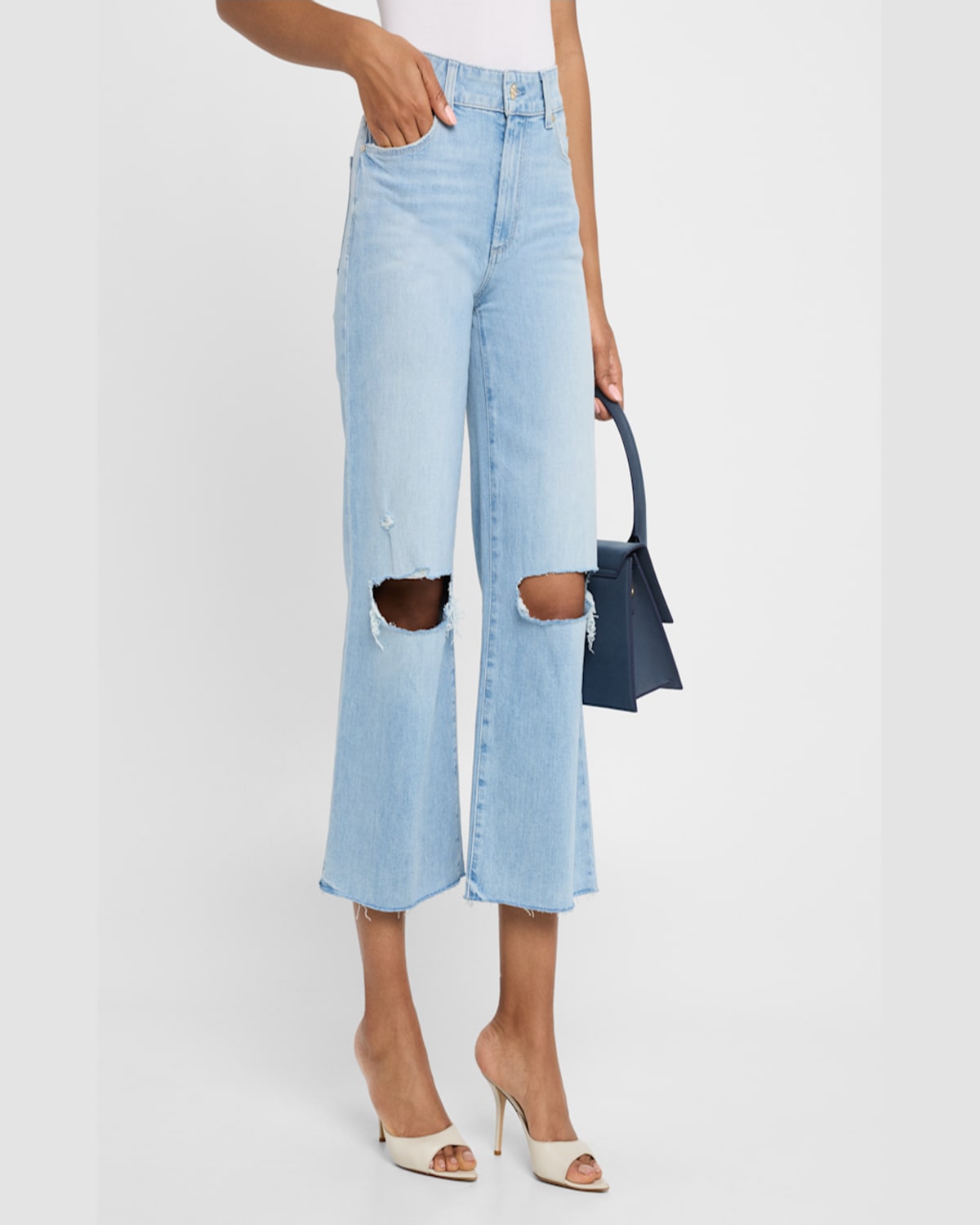 Paige Sasha Distressed Ankle Jeans With Raw Hem In Maeve Destructed