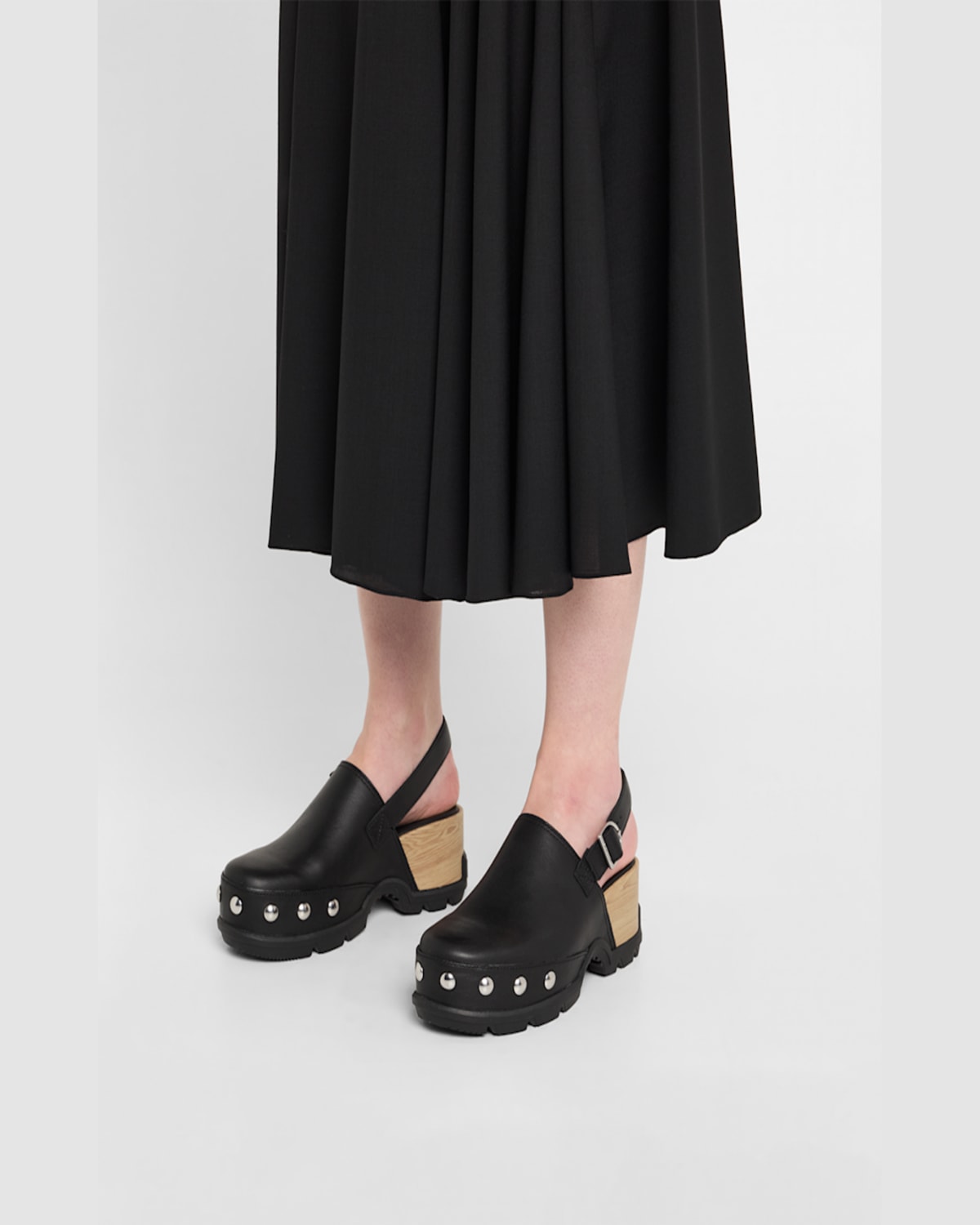 Sorel Roman Leather Slingback Platform Clogs In Black Black