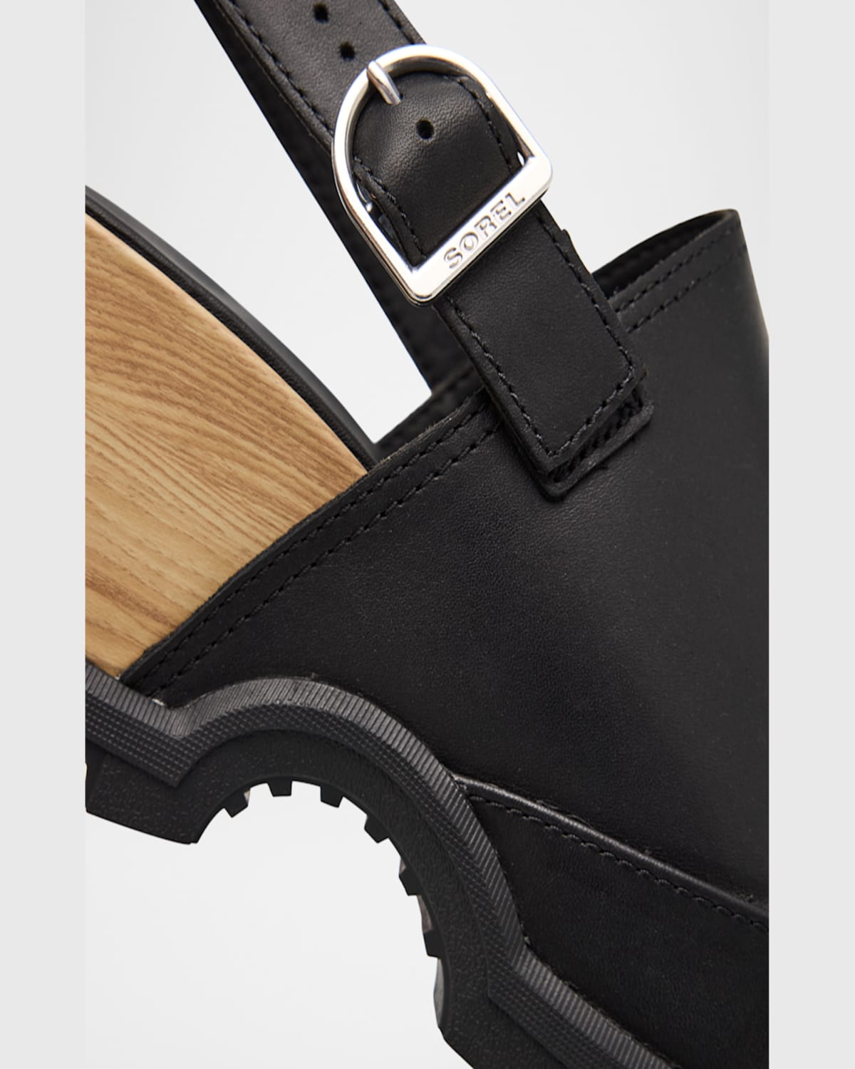 Sorel Roman Leather Slingback Platform Clogs In Black Black