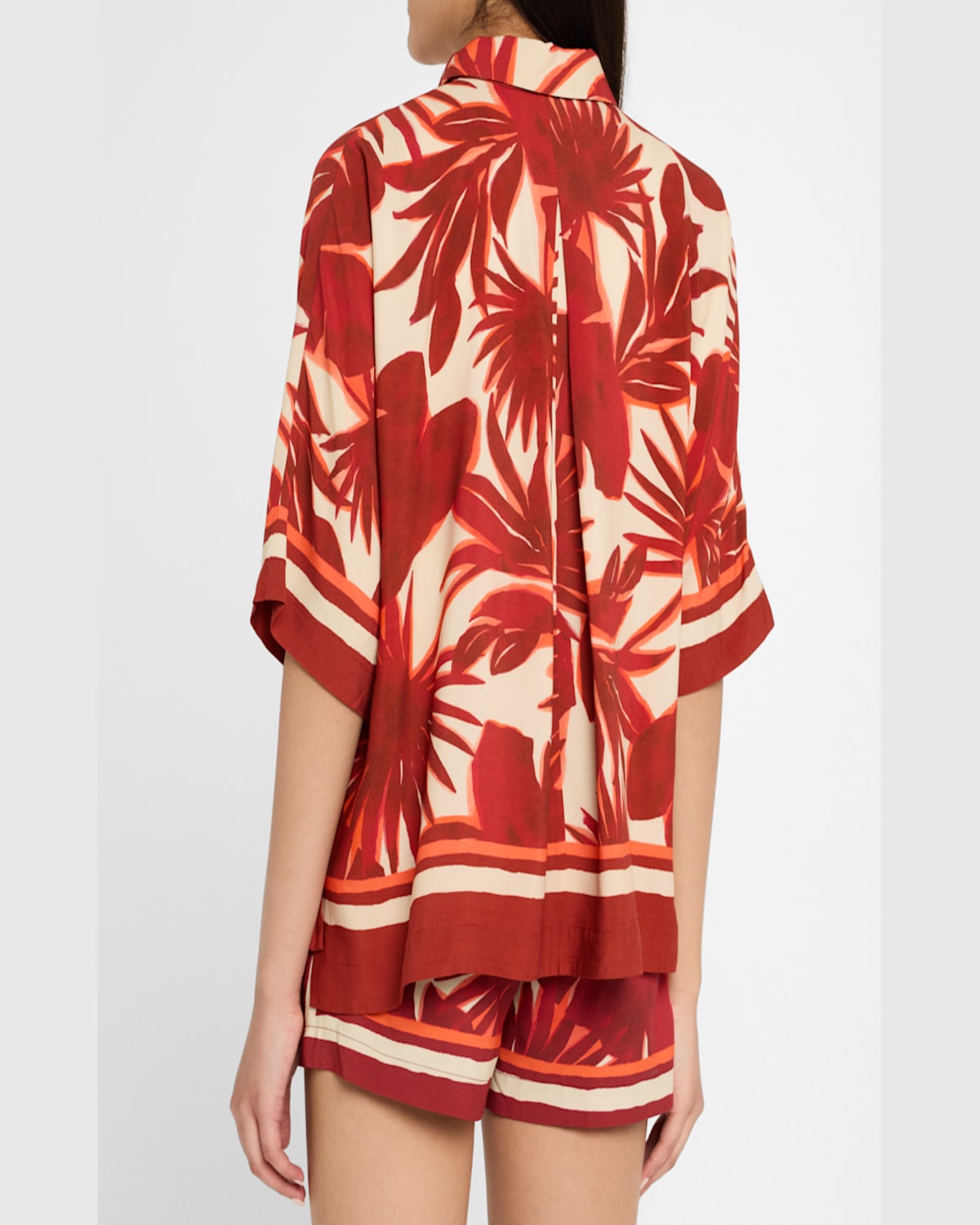 Lenny Niemeyer Palm Oversized Button-front Shirt In Palm