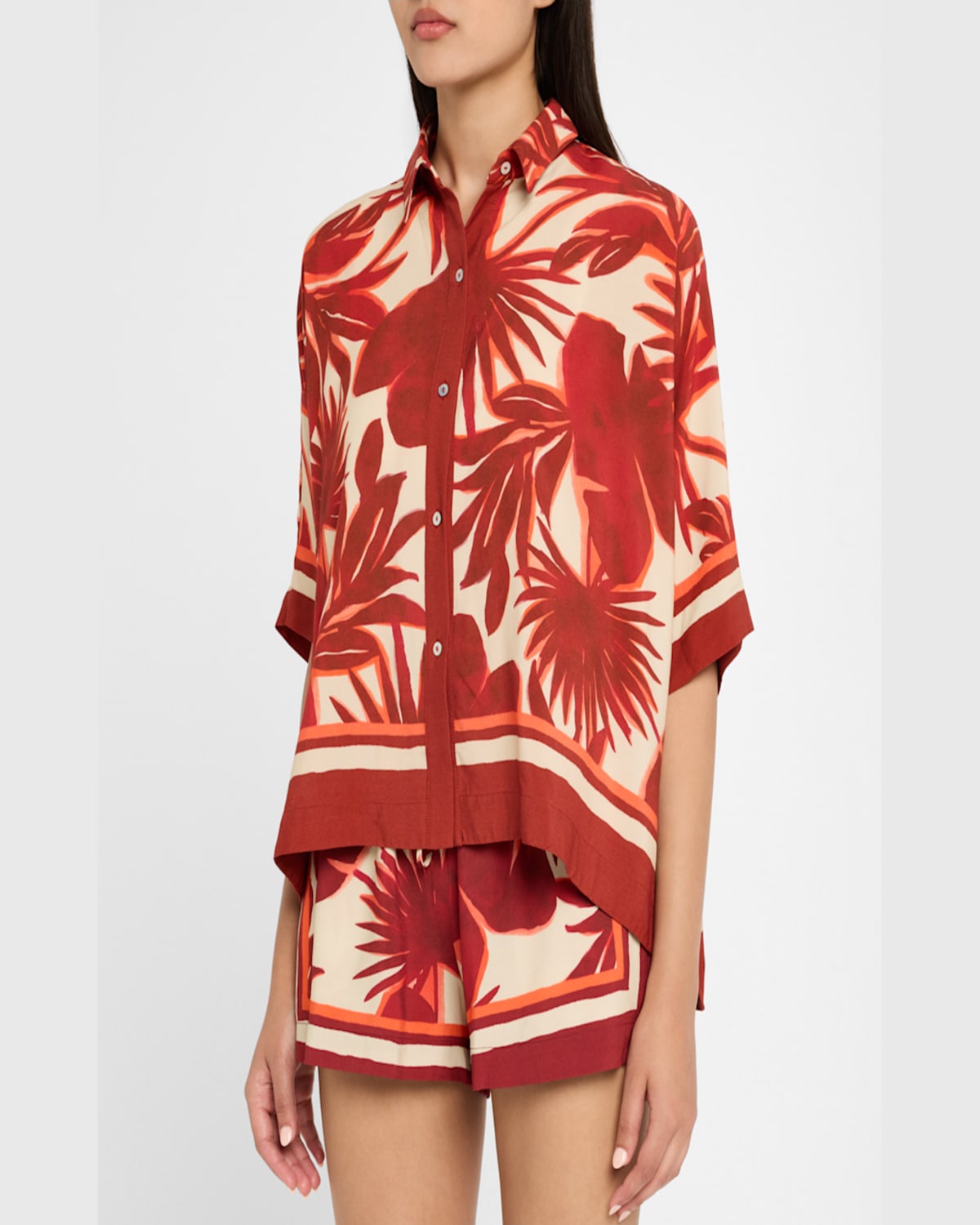 Lenny Niemeyer Palm Oversized Button-front Shirt In Palm