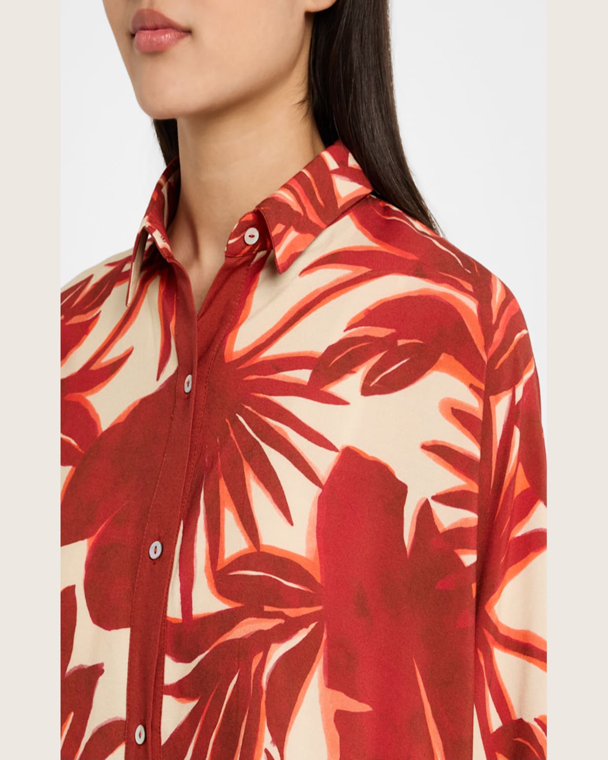 Lenny Niemeyer Palm Oversized Button-front Shirt In Palm
