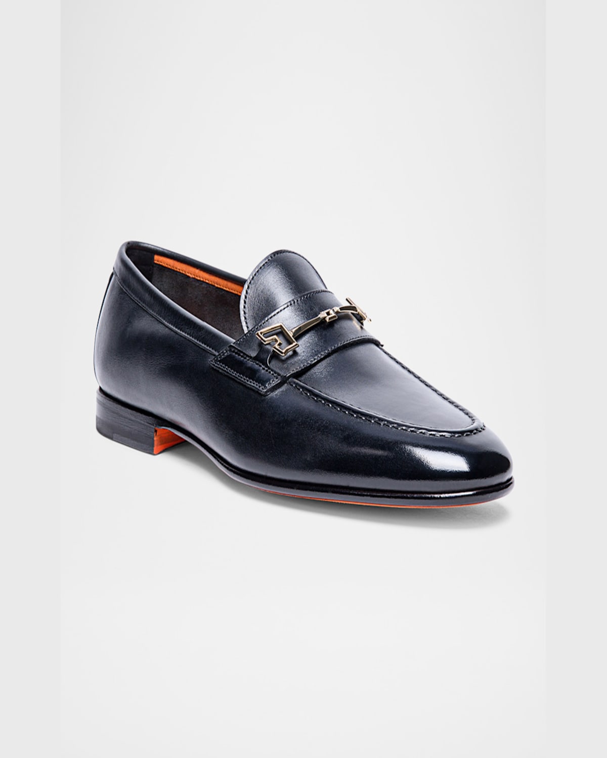 Santoni Men's Saddle Leather Bit Loafers In Black