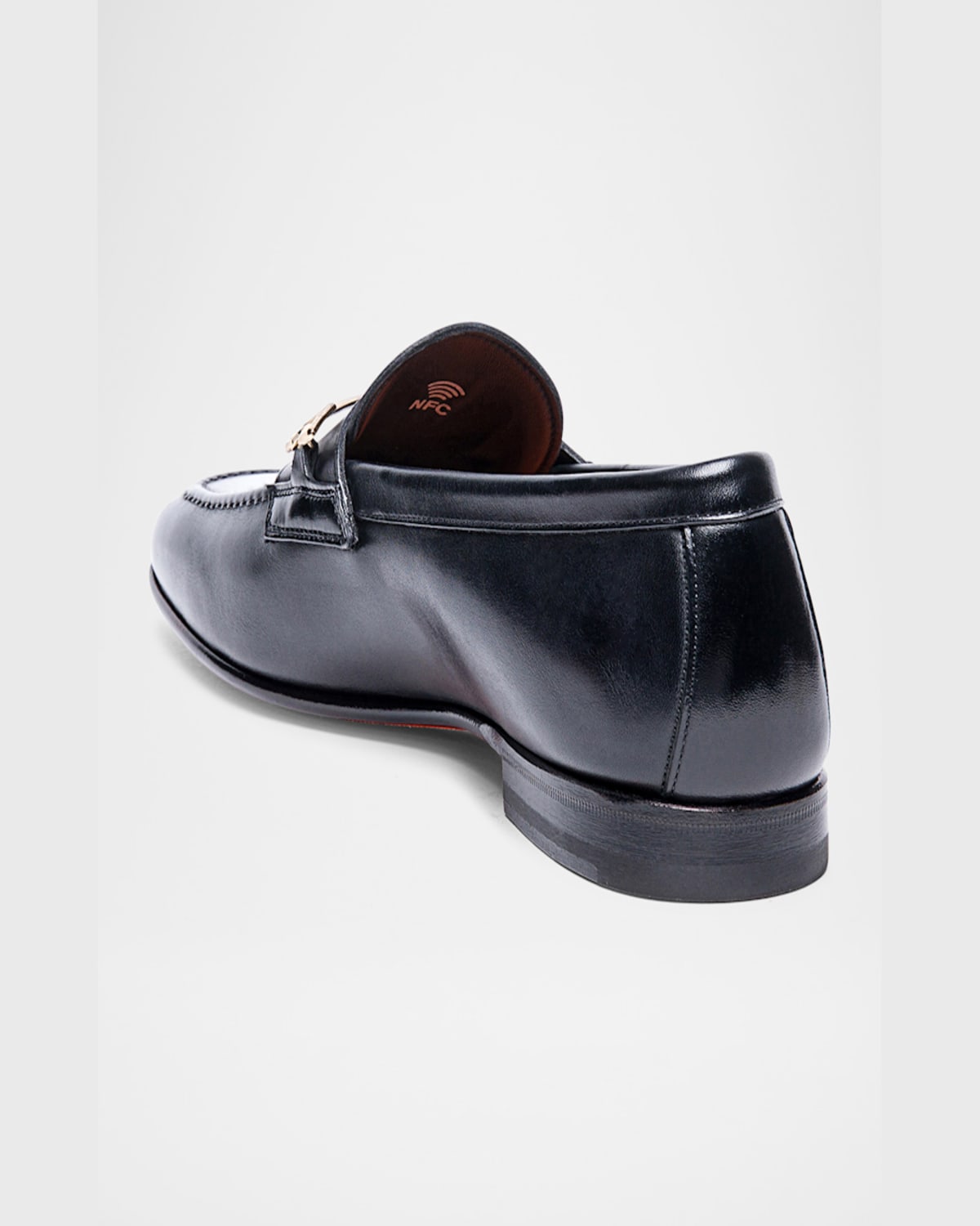 Santoni Men's Saddle Leather Bit Loafers In Black