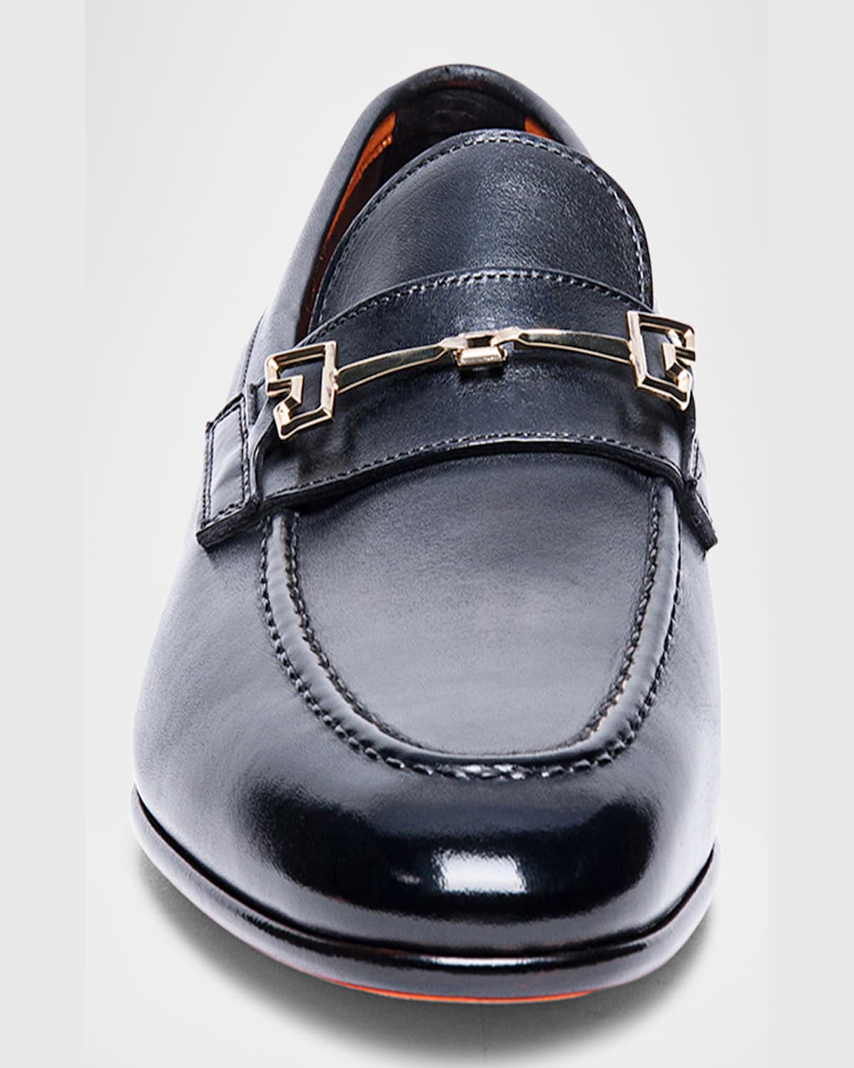 Santoni Men's Saddle Leather Bit Loafers In Black