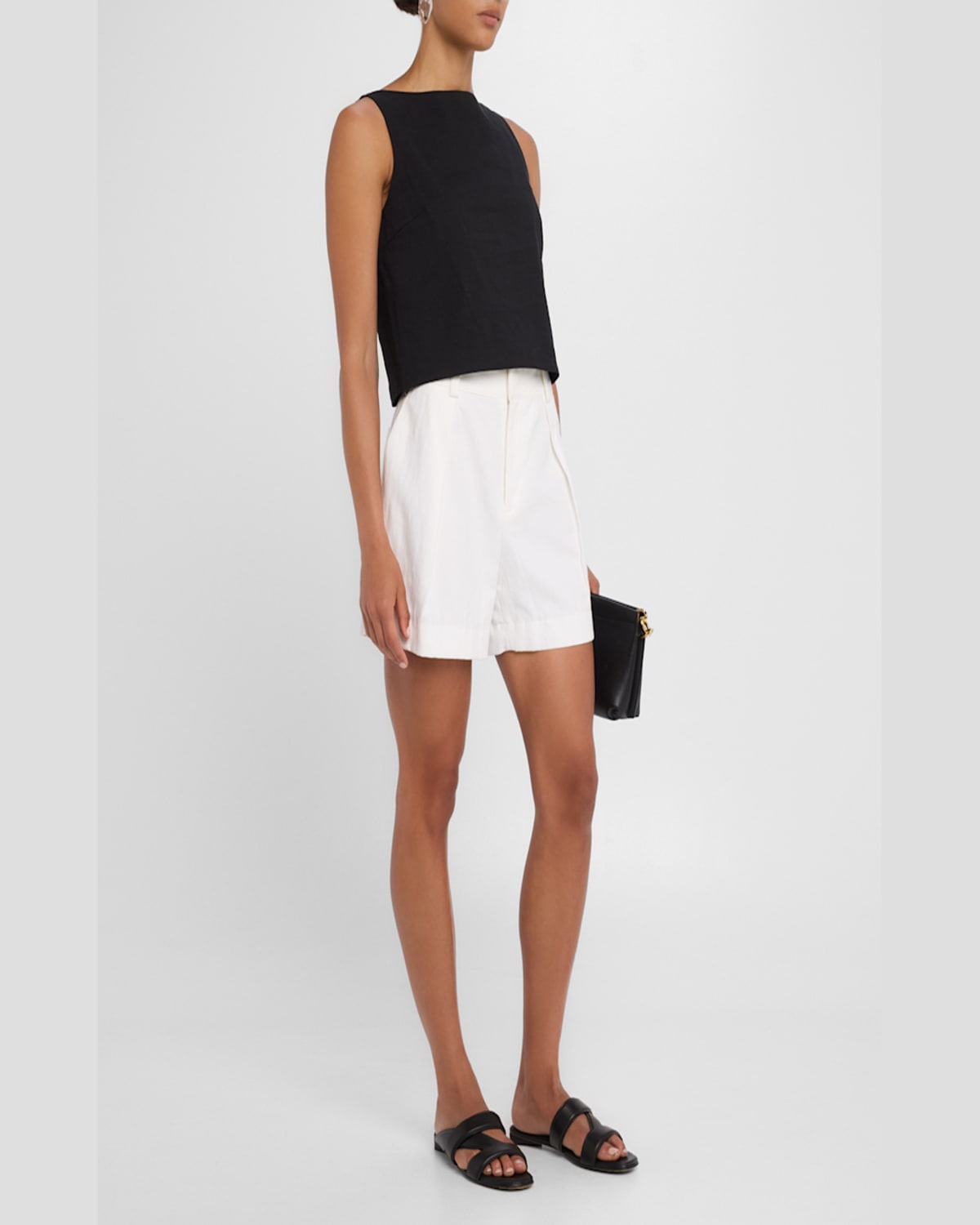Theory Sleeveless Bateau-neck Top In Black