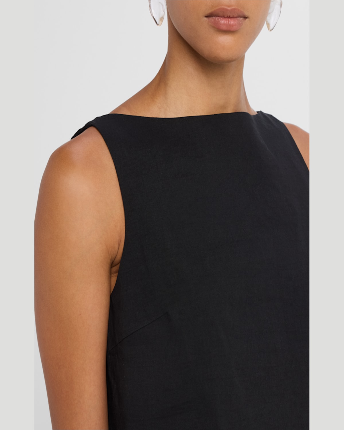 Theory Sleeveless Bateau-neck Top In Black