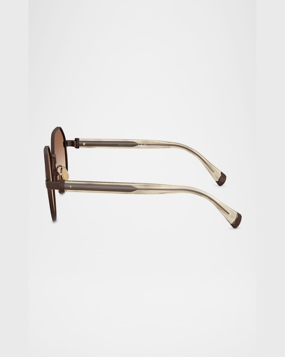 Brunello Cucinelli Bc1007t Round Titanium Sunglasses In Brown