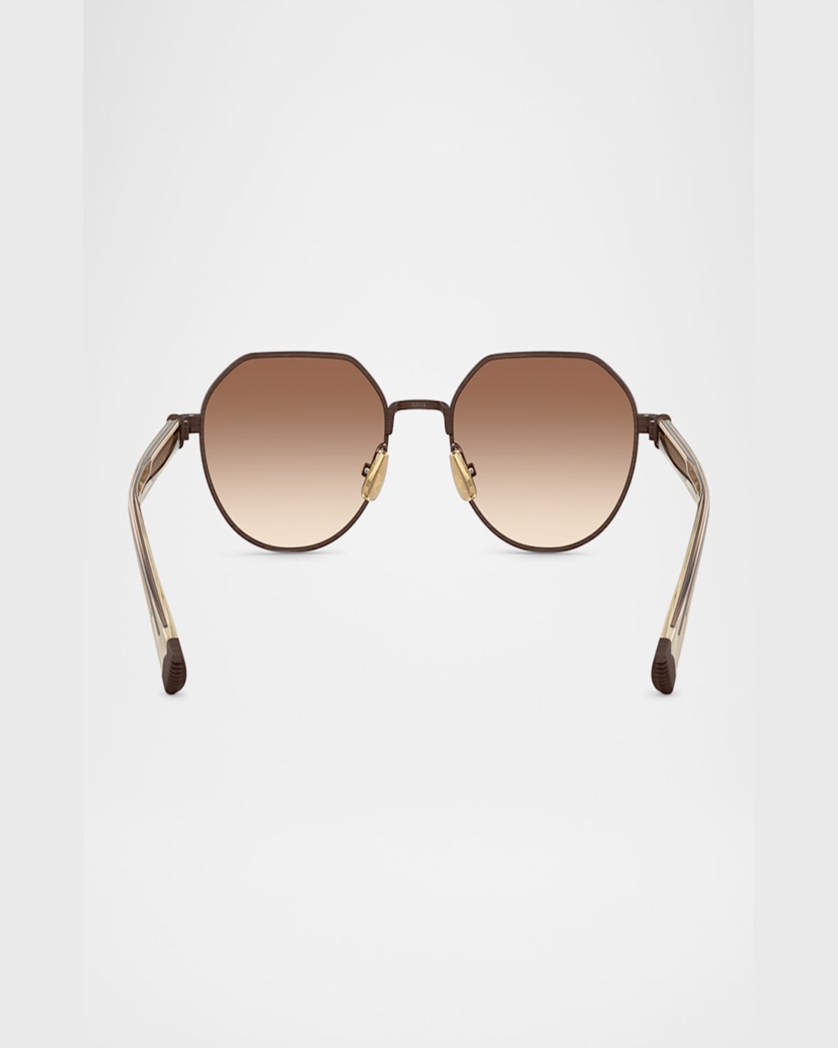 Brunello Cucinelli Bc1007t Round Titanium Sunglasses In Brown