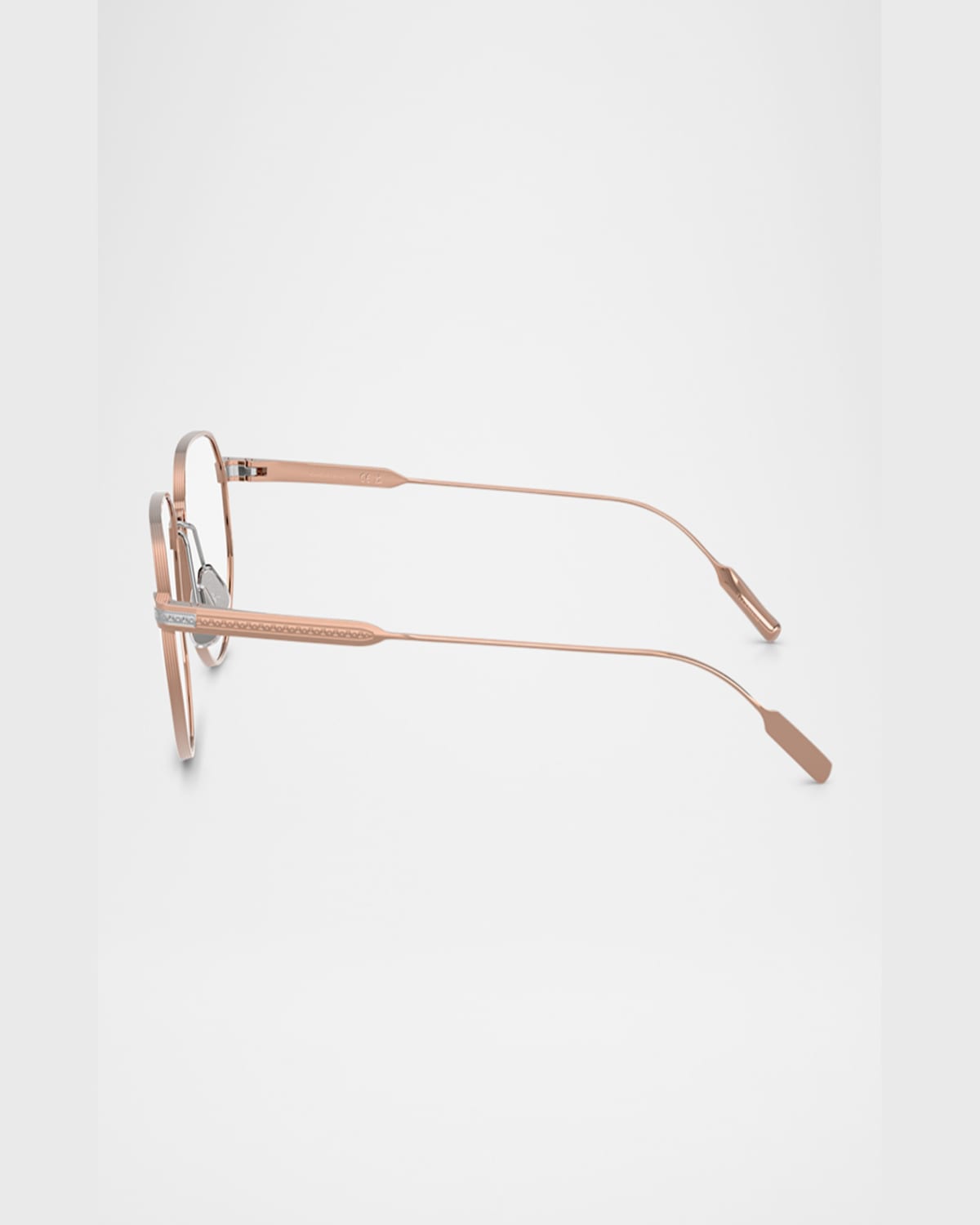 Brunello Cucinelli Bc1008t Blue Light Geometric Glasses In Rose Gold