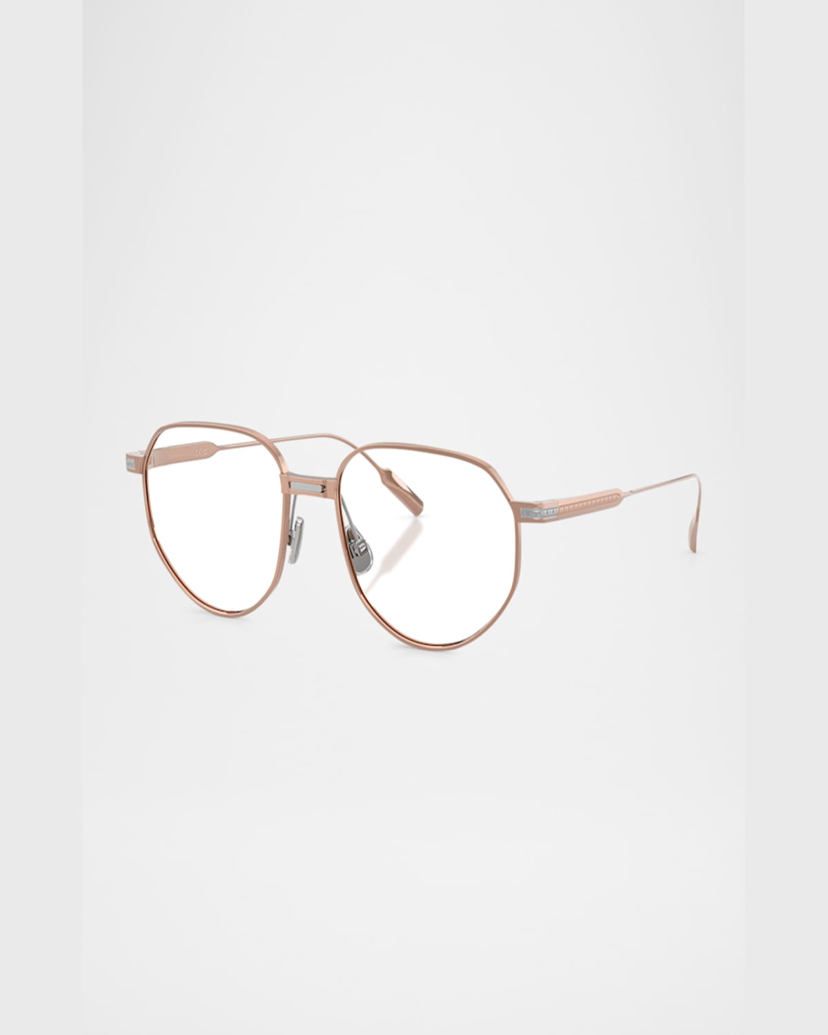 Brunello Cucinelli Bc1008t Blue Light Geometric Glasses In Rose Gold