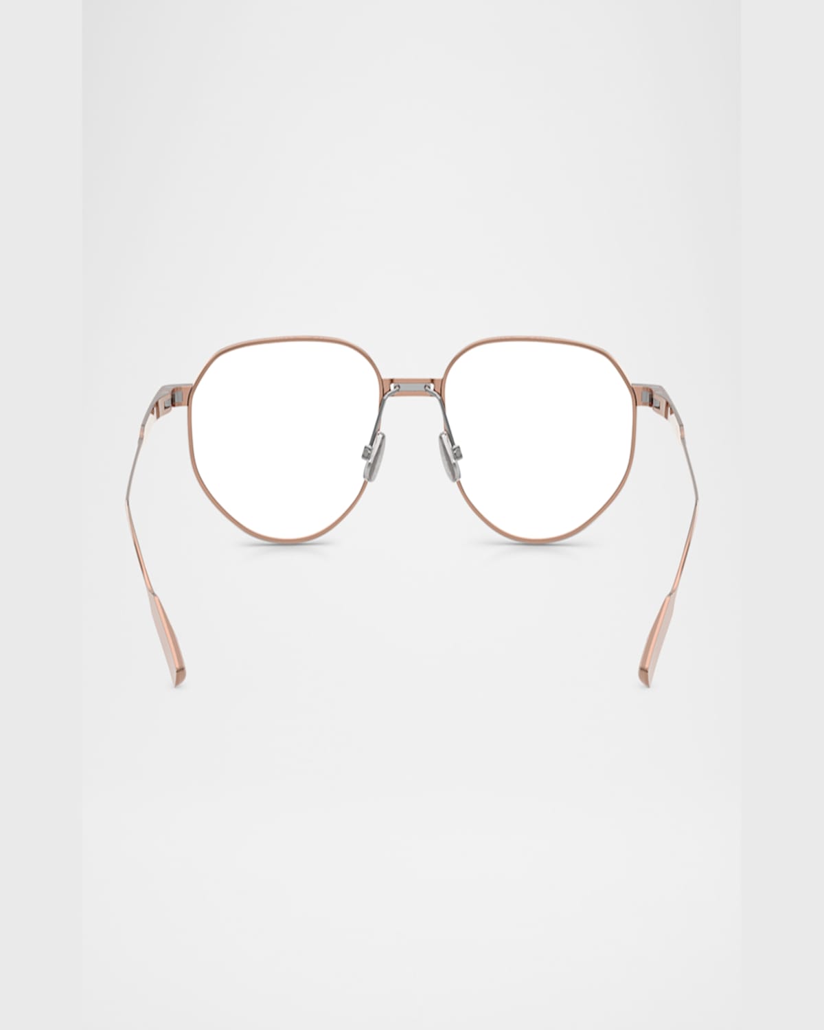 Brunello Cucinelli Bc1008t Blue Light Geometric Glasses In Rose Gold