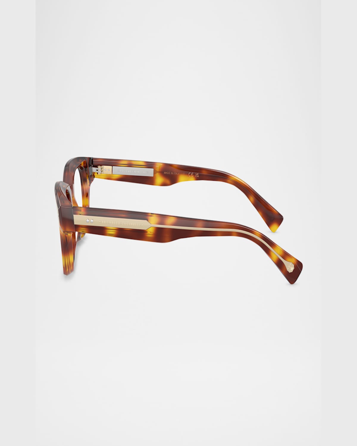 Brunello Cucinelli Bc3012 Acetate Blue Light Rectangle Glasses In Havana