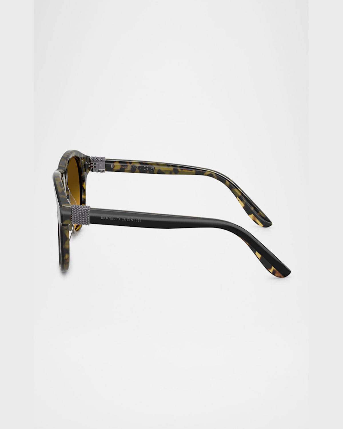 Brunello Cucinelli Bc4015s Acetate Aviator Sunglasses In Black/havana