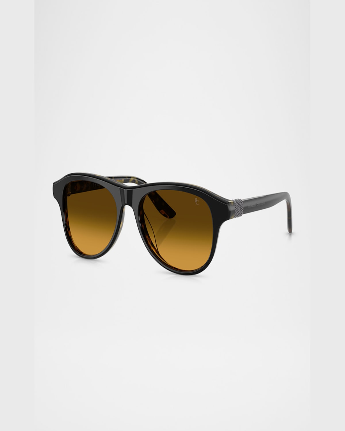 Brunello Cucinelli Bc4015s Acetate Aviator Sunglasses In Black/havana
