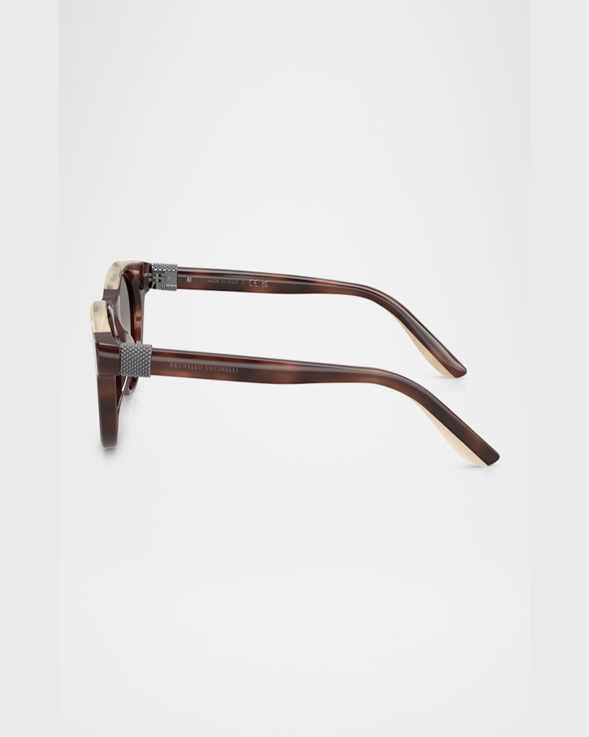 Brunello Cucinelli Acetate Round Sunglasses In Havana