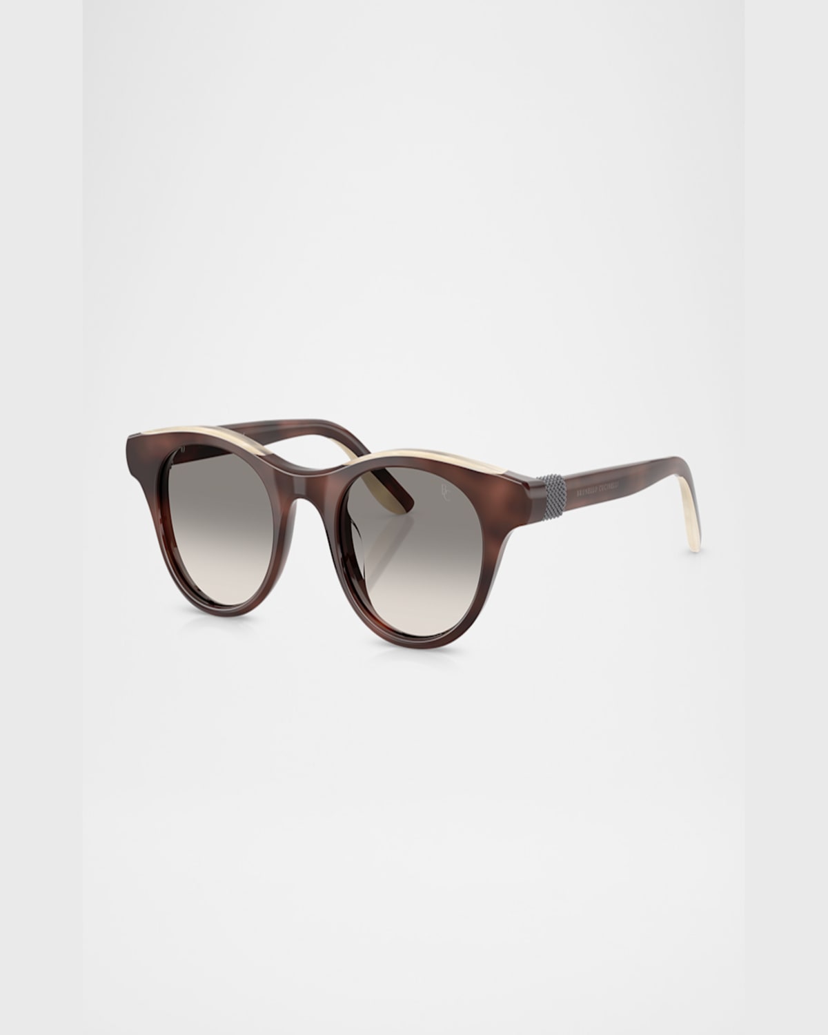 Brunello Cucinelli Acetate Round Sunglasses In Havana