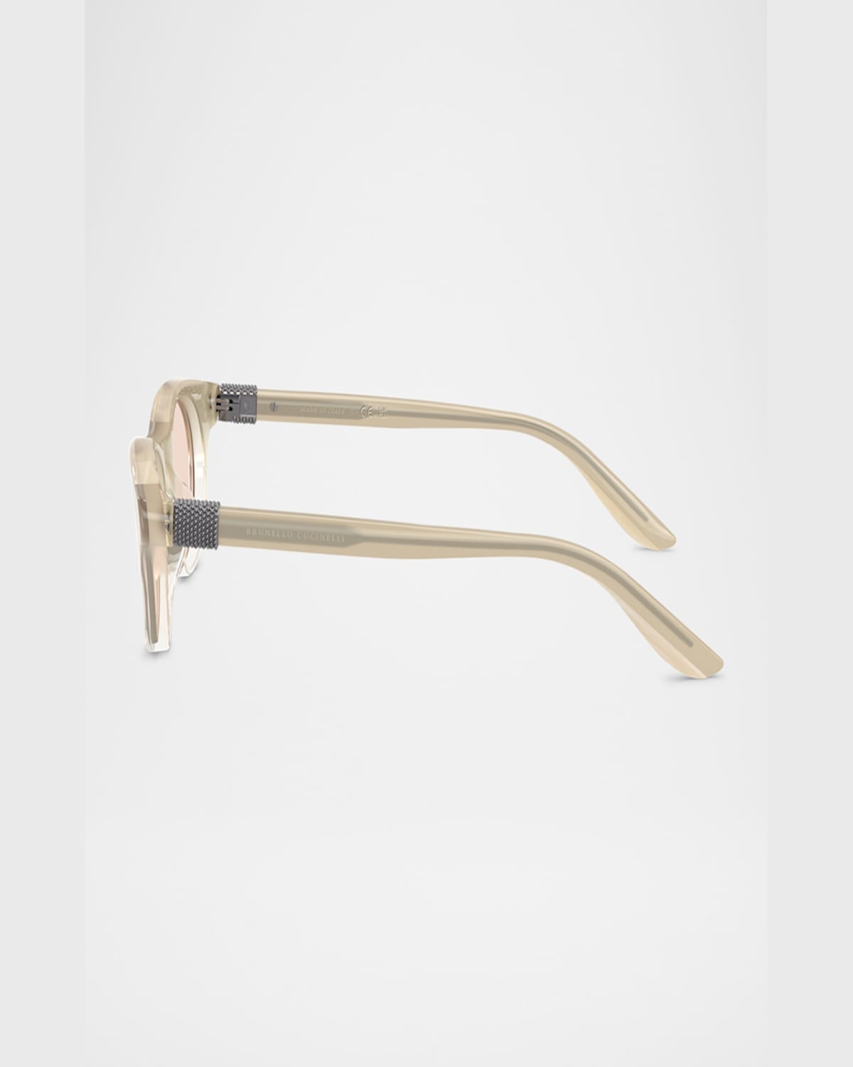 Brunello Cucinelli Bc4016s Acetate Round Sunglasses In White