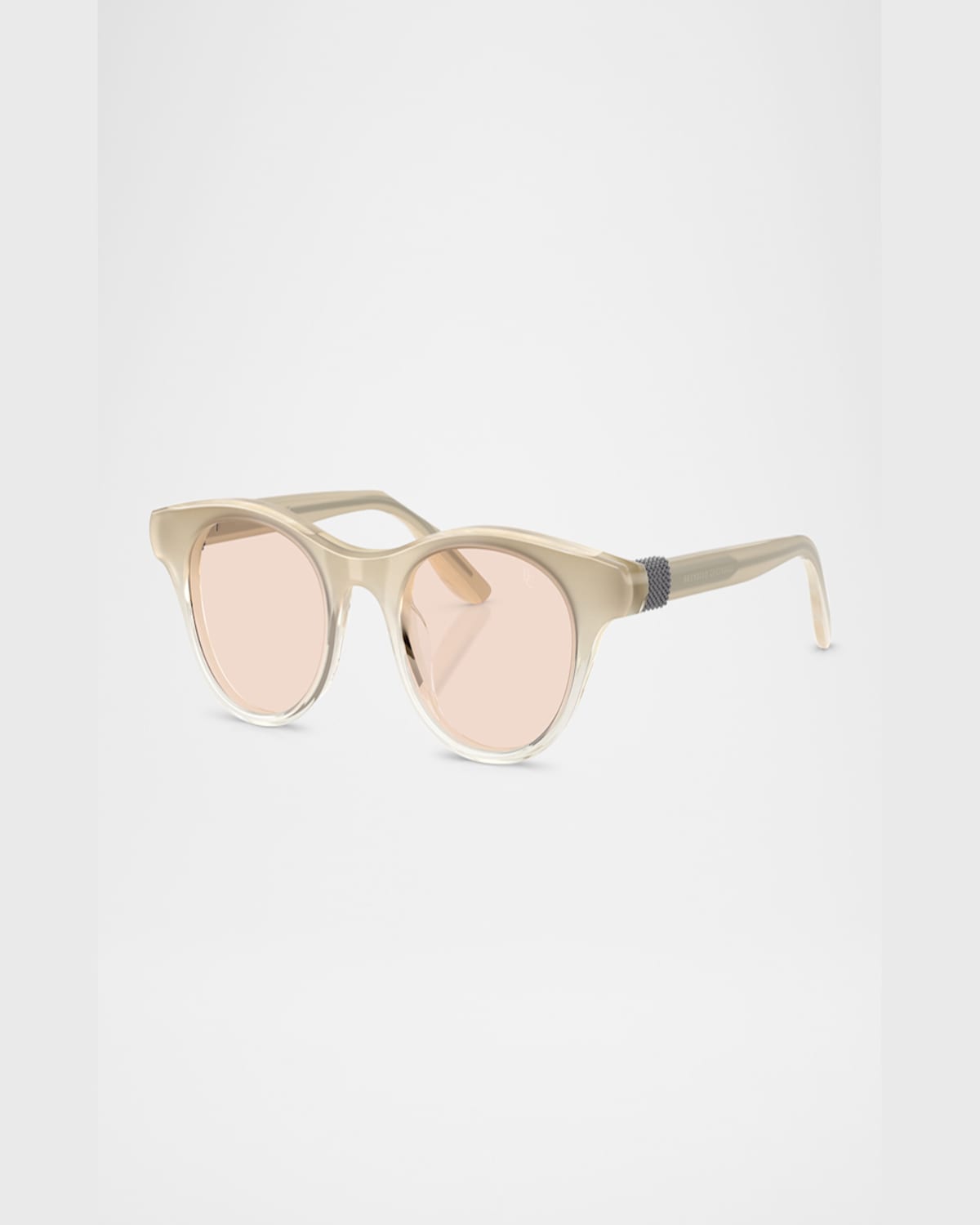 Brunello Cucinelli Bc4016s Acetate Round Sunglasses In White