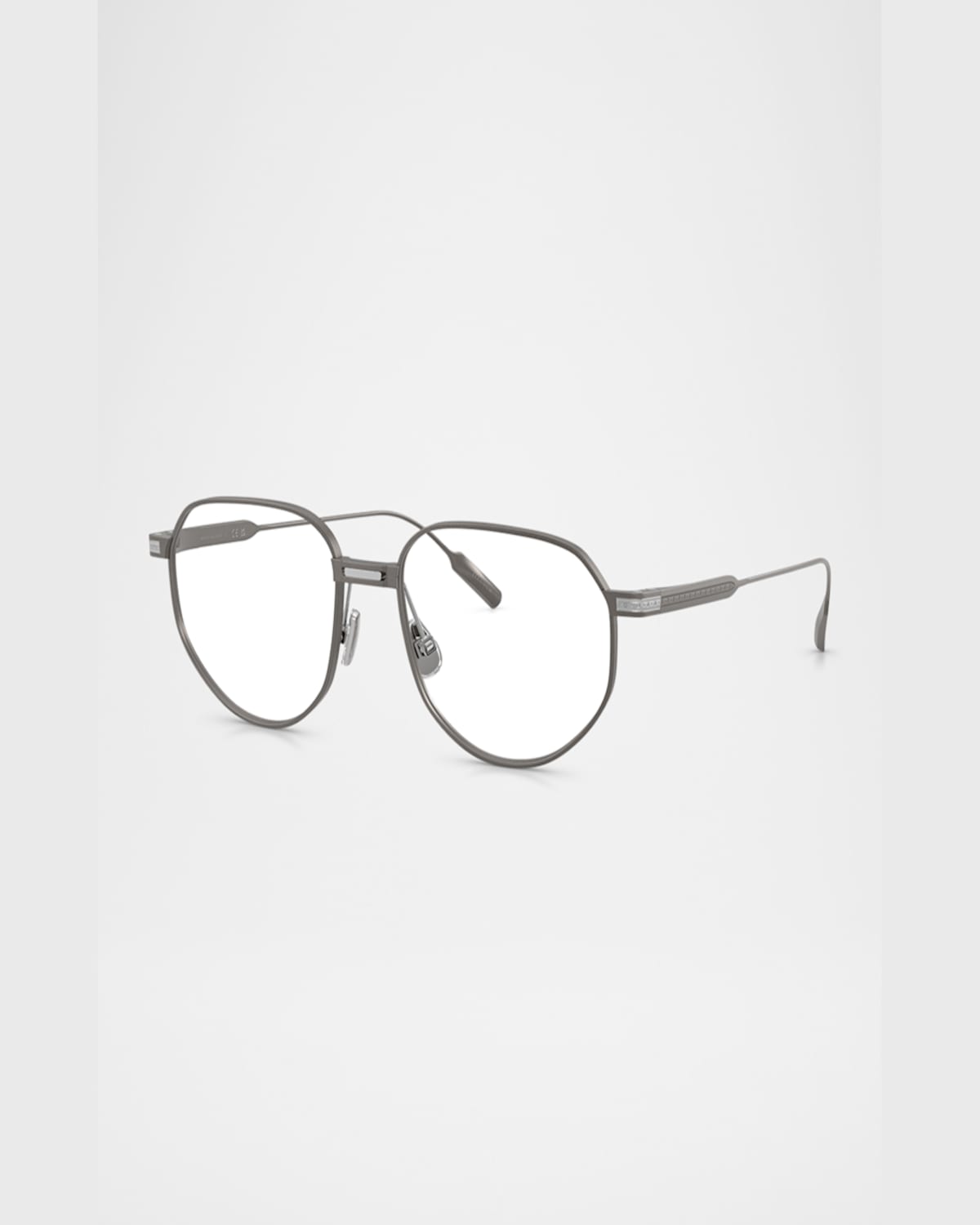 Brunello Cucinelli Bc1008t Titanium Round Blue Light Glasses In Gunmetal