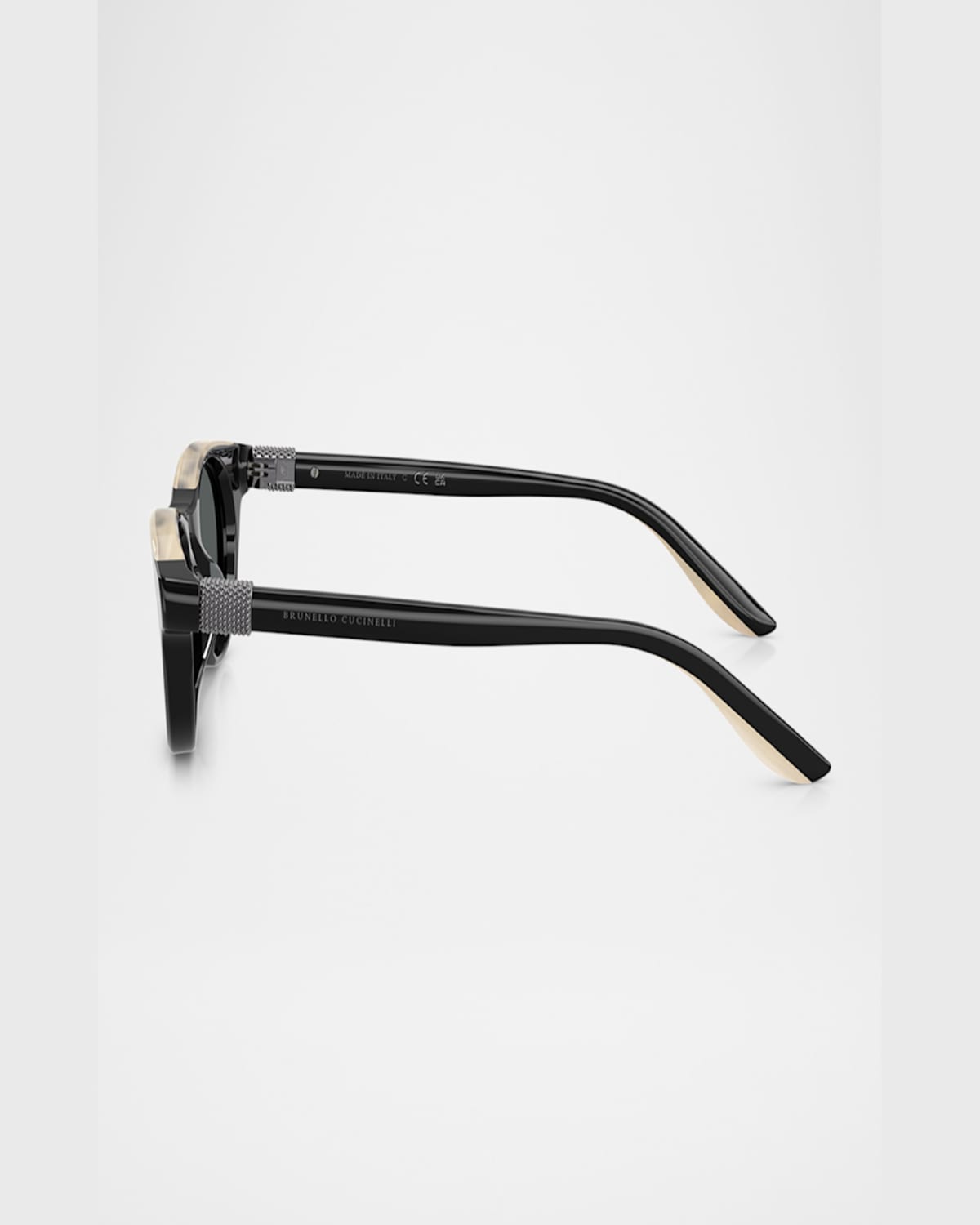 Brunello Cucinelli Bc4016s Acetate Round Sunglasses In Black