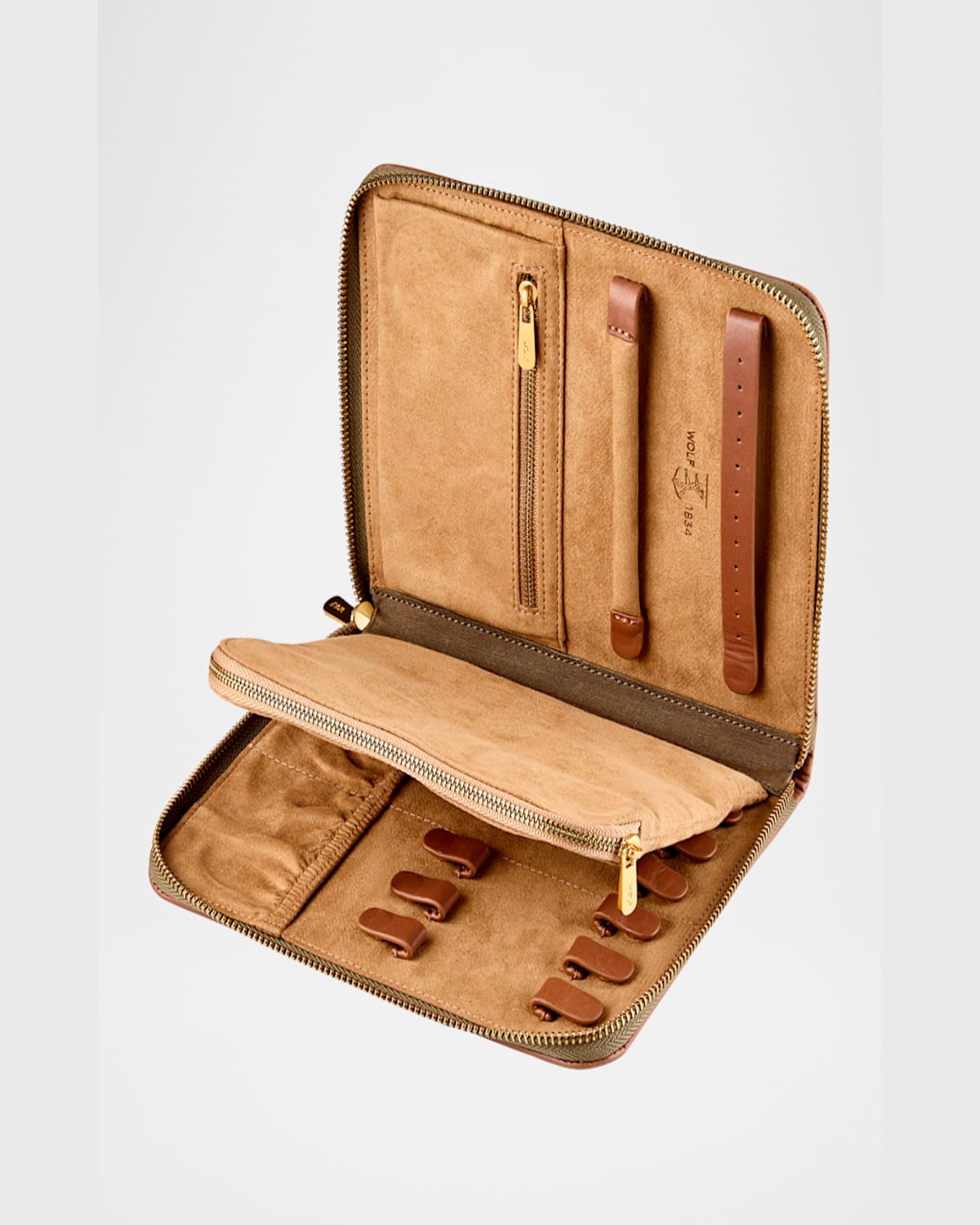 Wolf Ida Travel Zip Jewelry Portfolio In Khaki