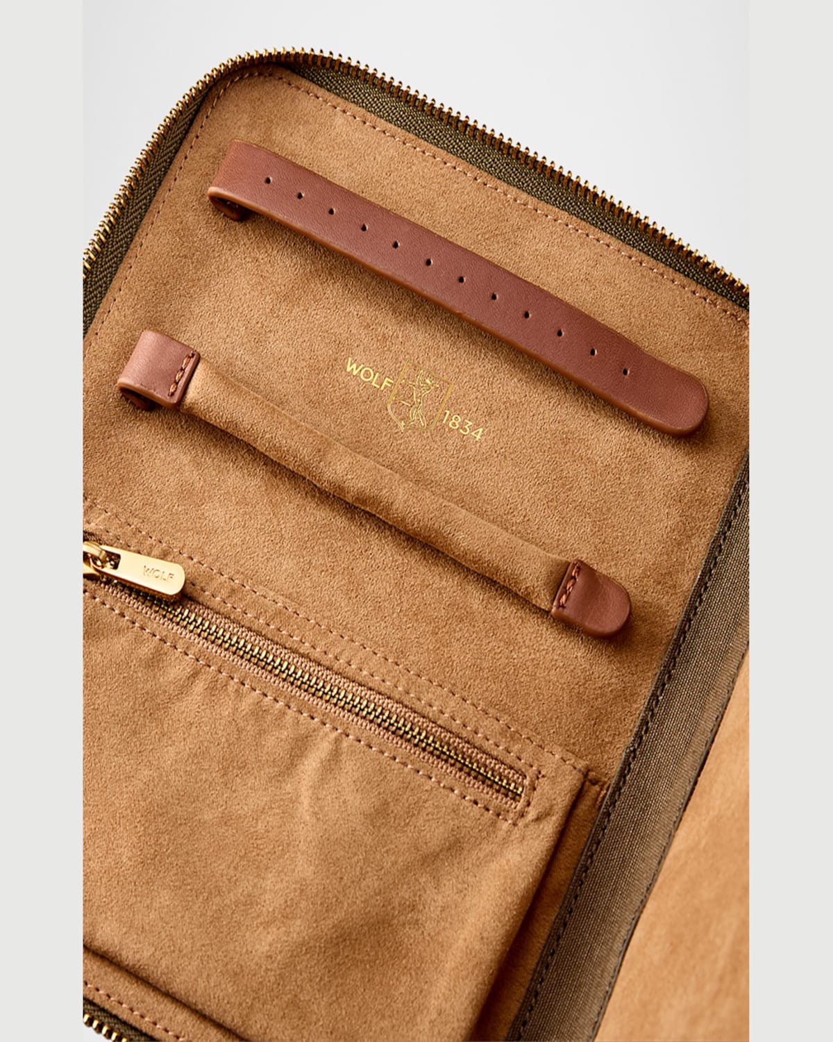 Wolf Ida Travel Zip Jewelry Portfolio In Khaki
