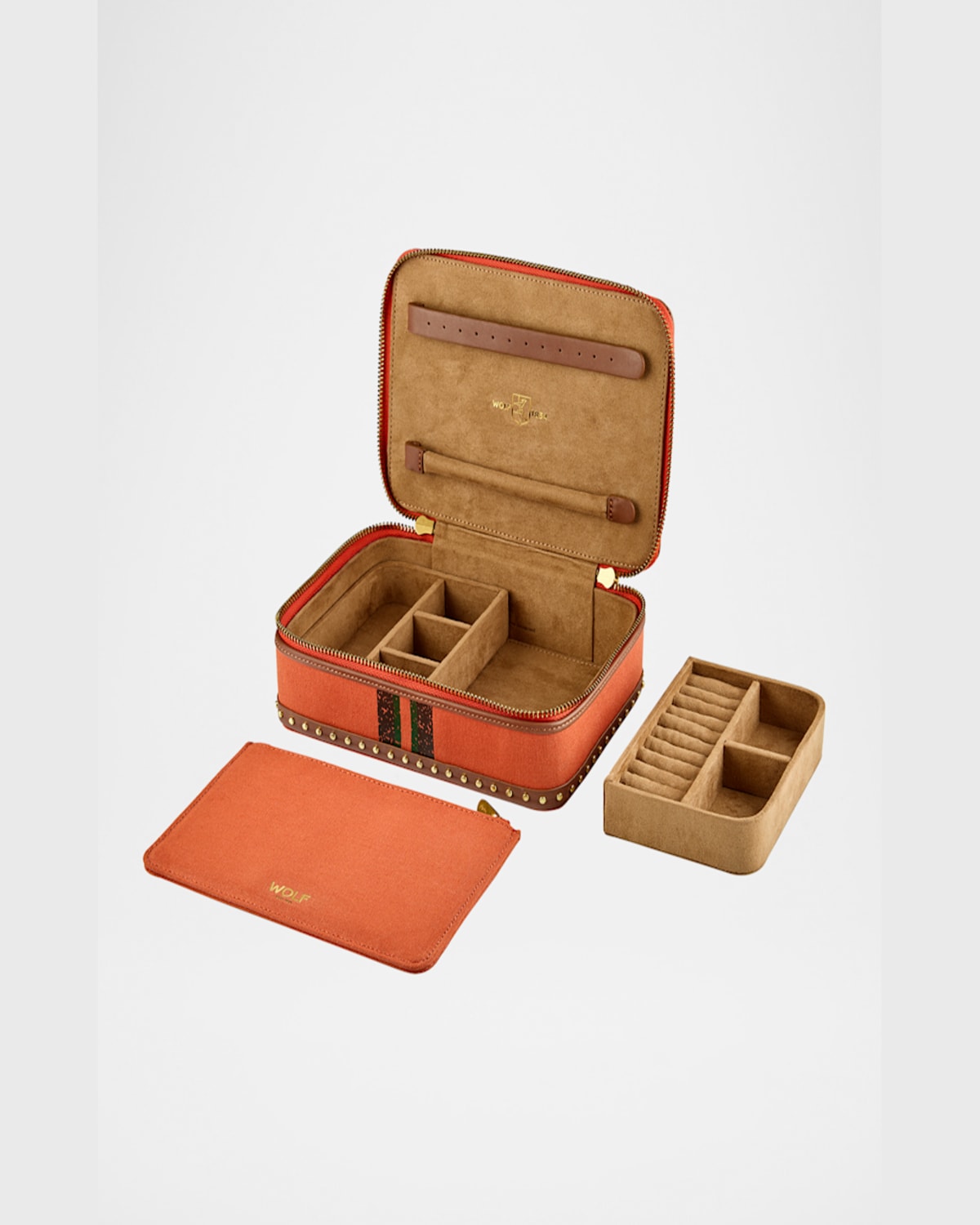 Wolf Ida Travel Zip Jewellery Case In Orange
