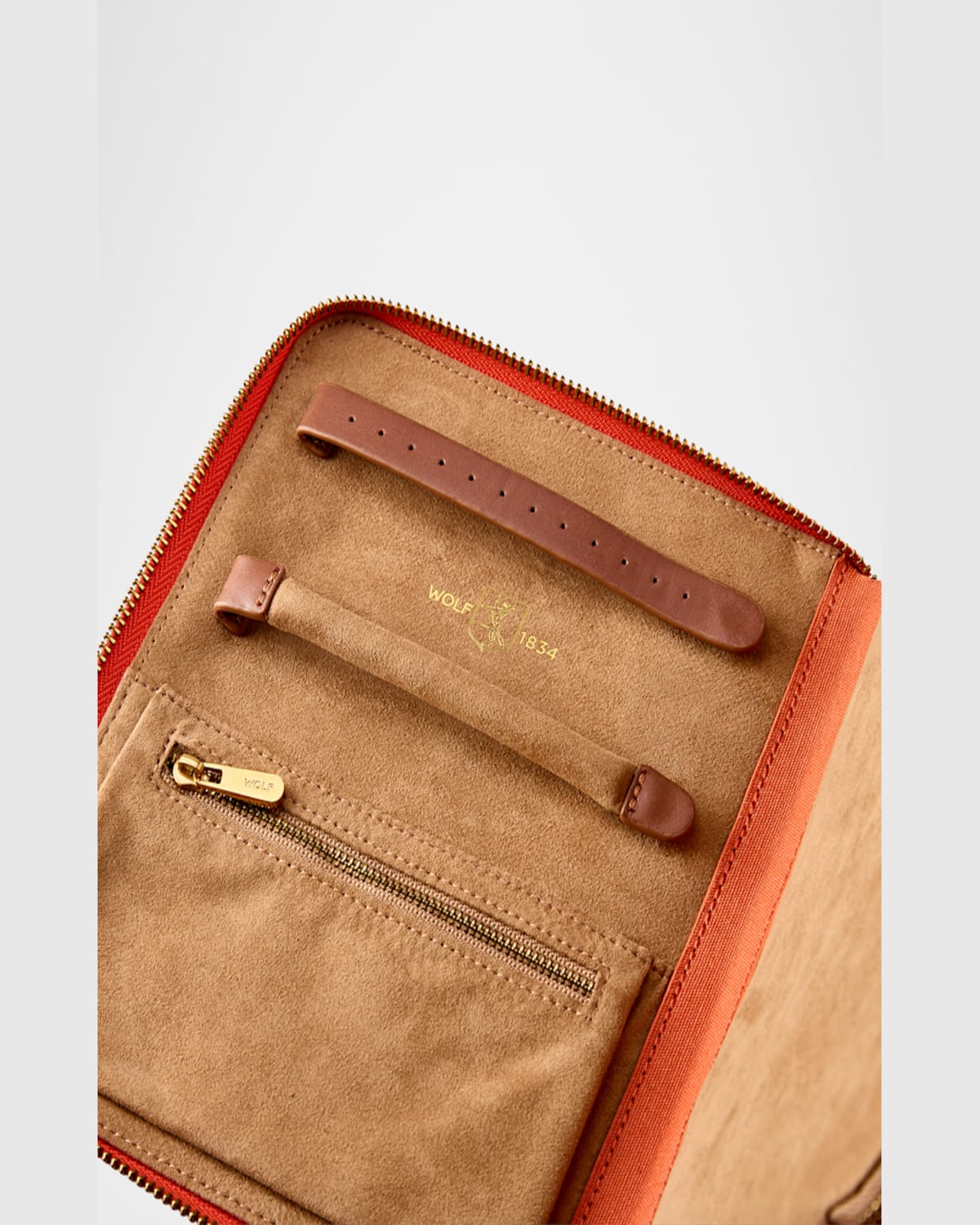 Wolf Ida Travel Zip Jewellery Portfolio Case In Orange