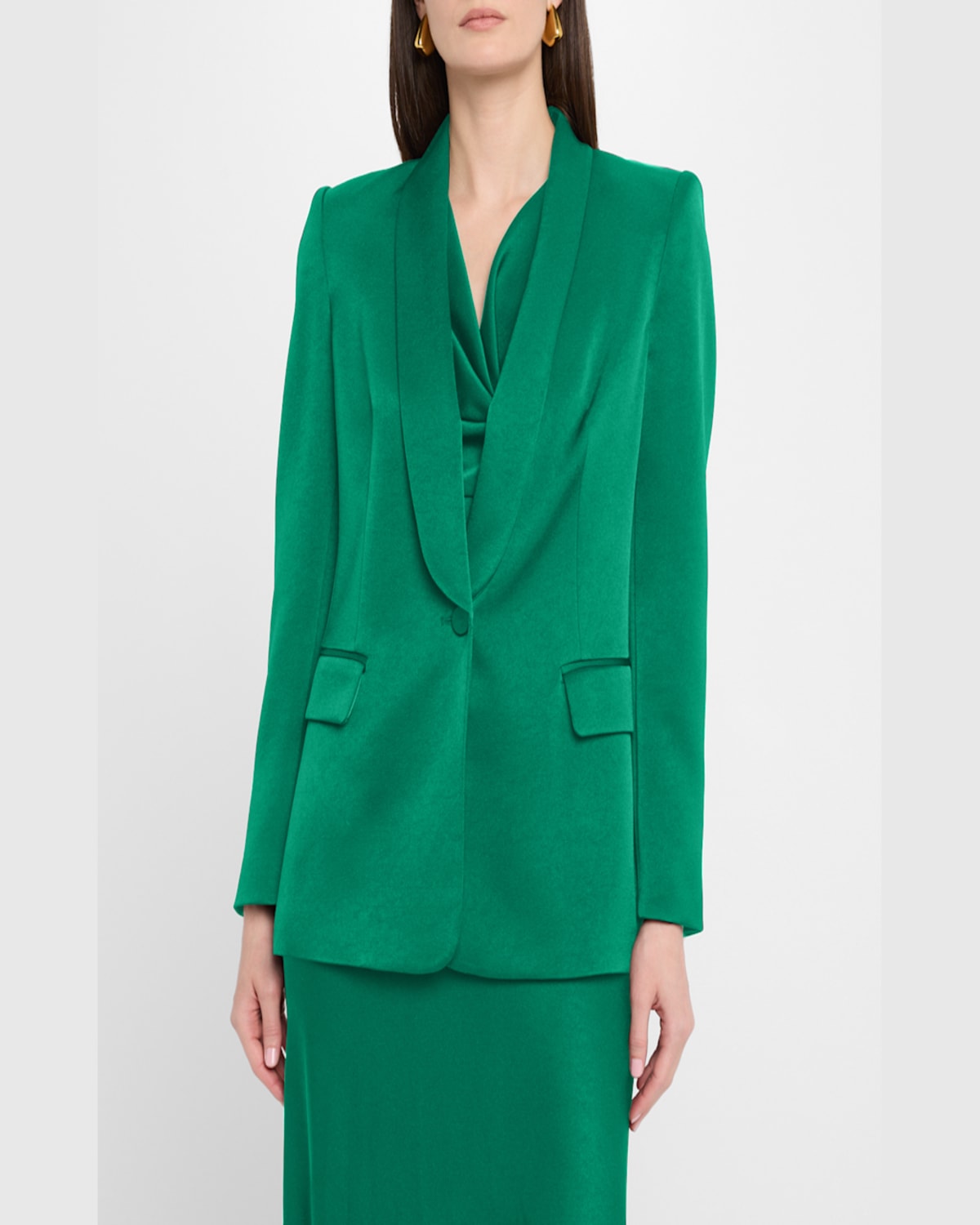 UNGARO SIA SINGLE-BUTTON SHAWL COLLAR BLAZER 