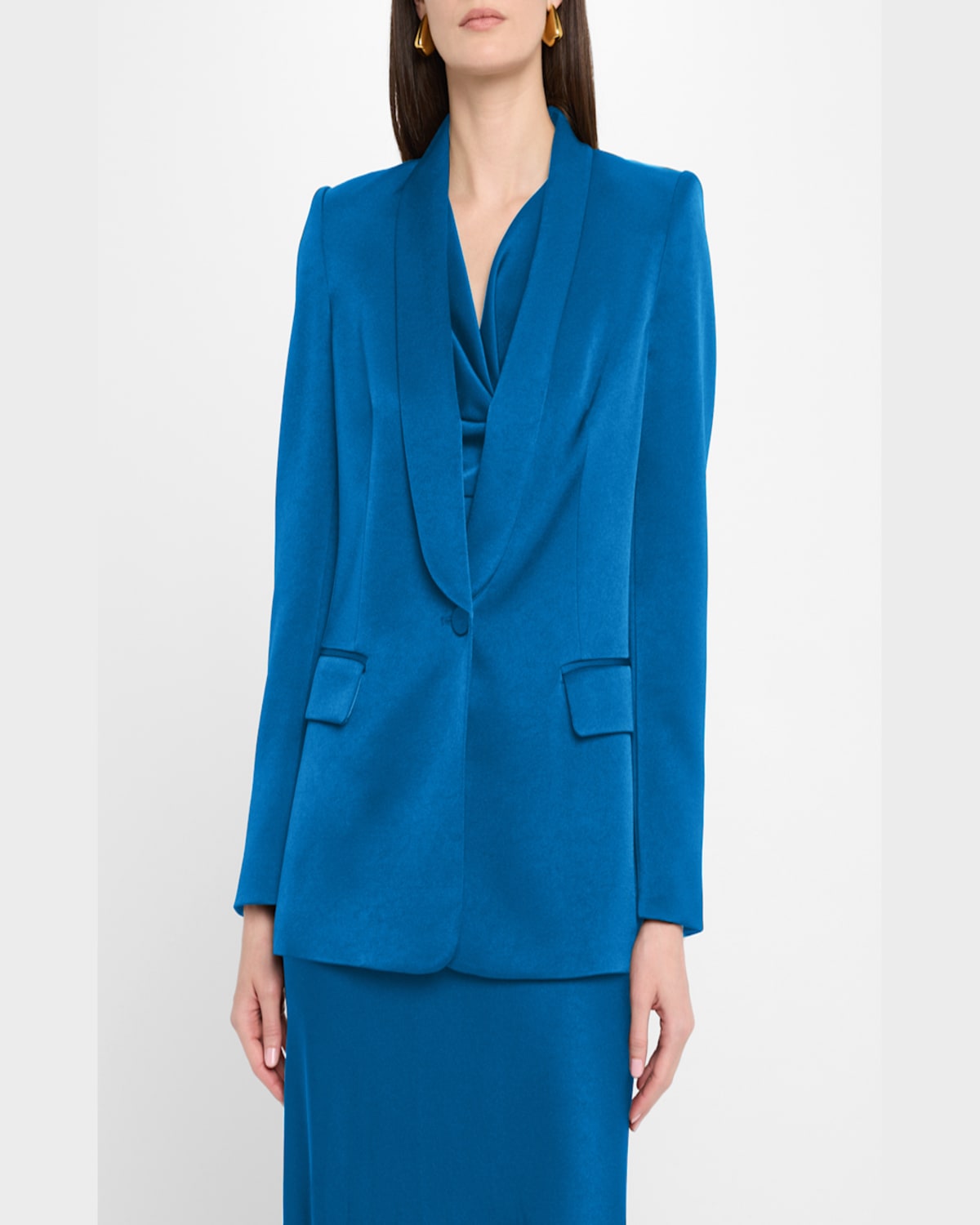 UNGARO SIA SINGLE-BUTTON SHAWL COLLAR BLAZER 