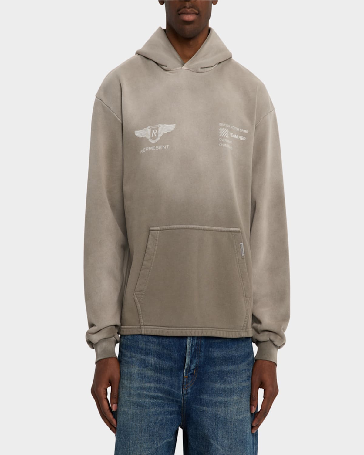 Represent Mens Graphic-print Relaxed-fit Cotton Hoody Dark Taupe Xxl In Dark Taupe