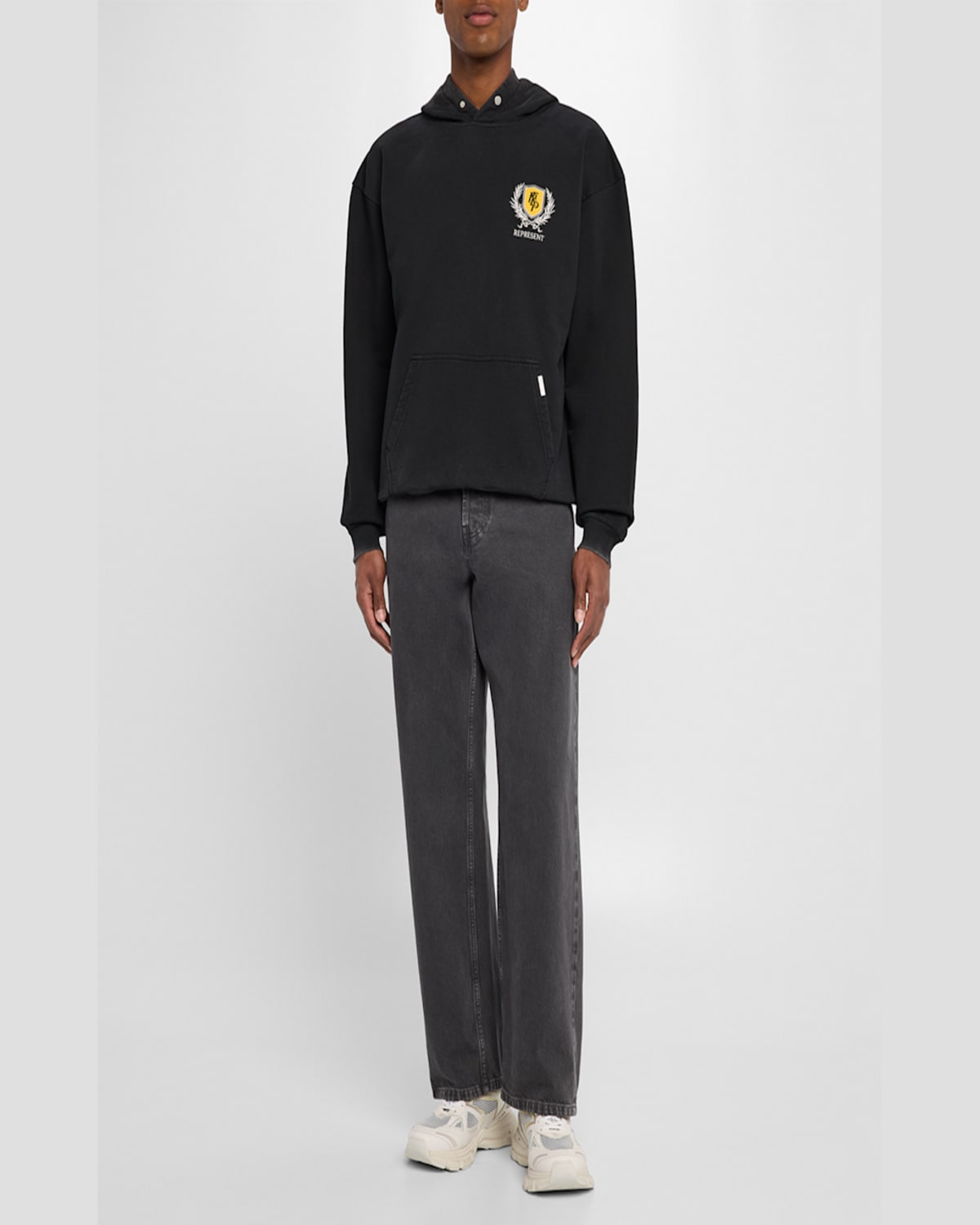 Represent Men's Crest Faded Hoodie In Vintage Black