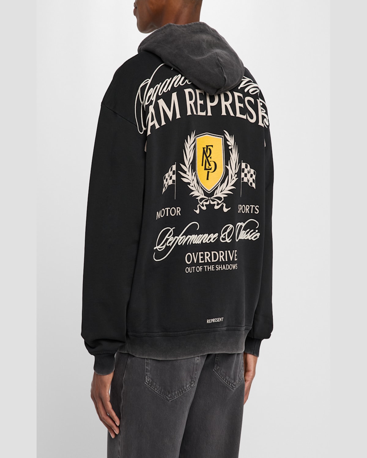 Represent Men's Crest Faded Hoodie In Vintage Black