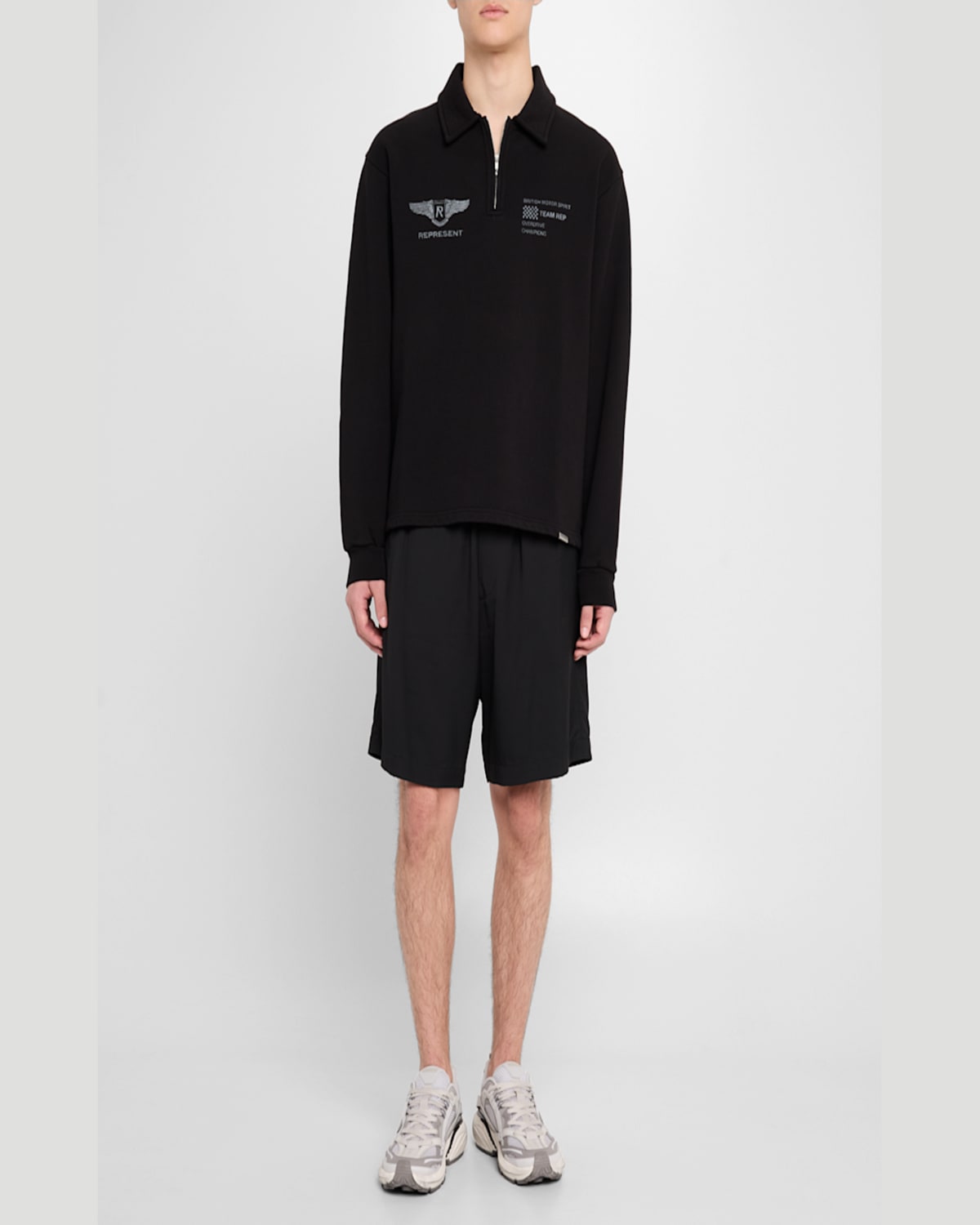 Represent Team Rep Logo Half-zip Cotton Sweatshirt In Jet Black
