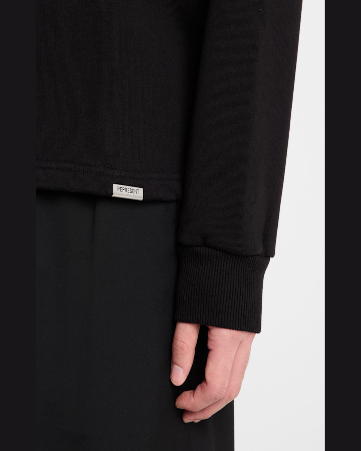 Represent Team Rep Logo Half-zip Cotton Sweatshirt In Jet Black
