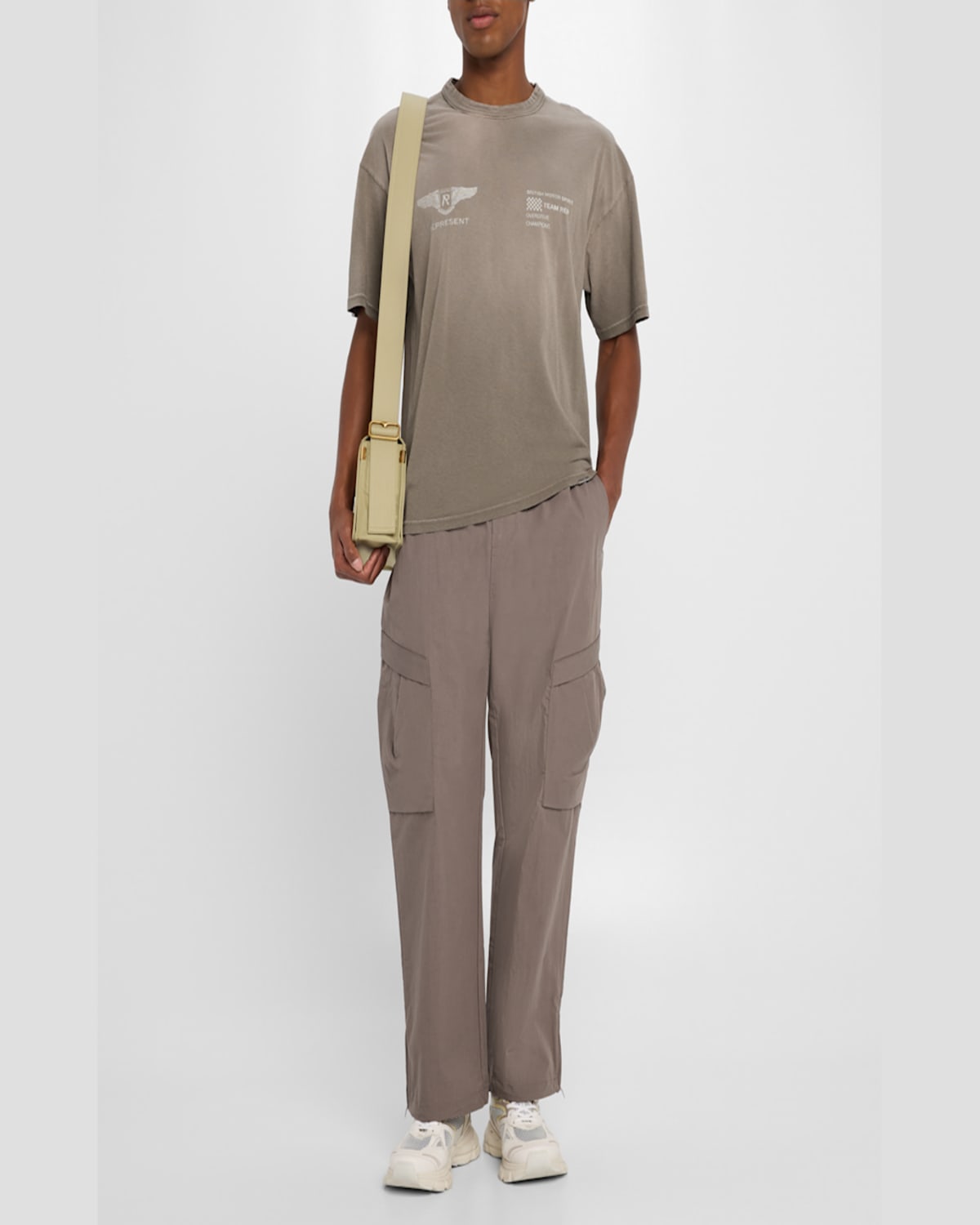 Represent Team Oversized Fit Graphic Logo Tee In Dark Taupe