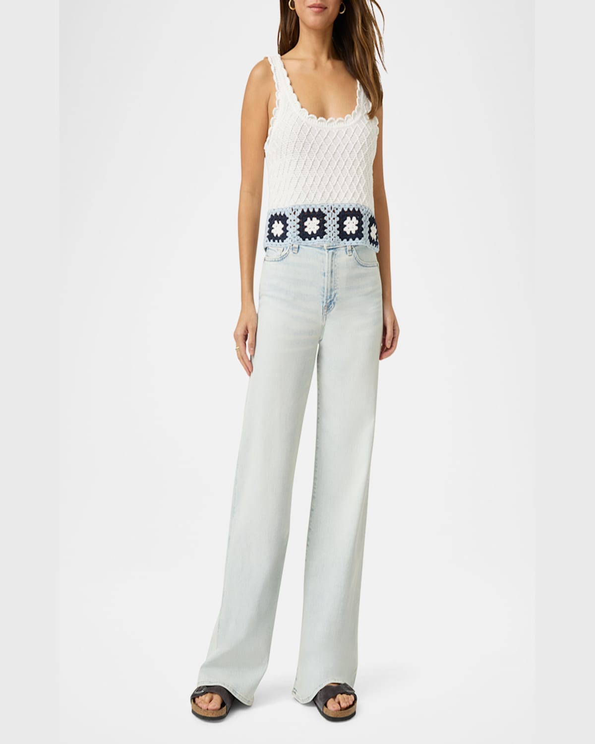 Splendid Sonia Texture Stitch Tank Sweater In White