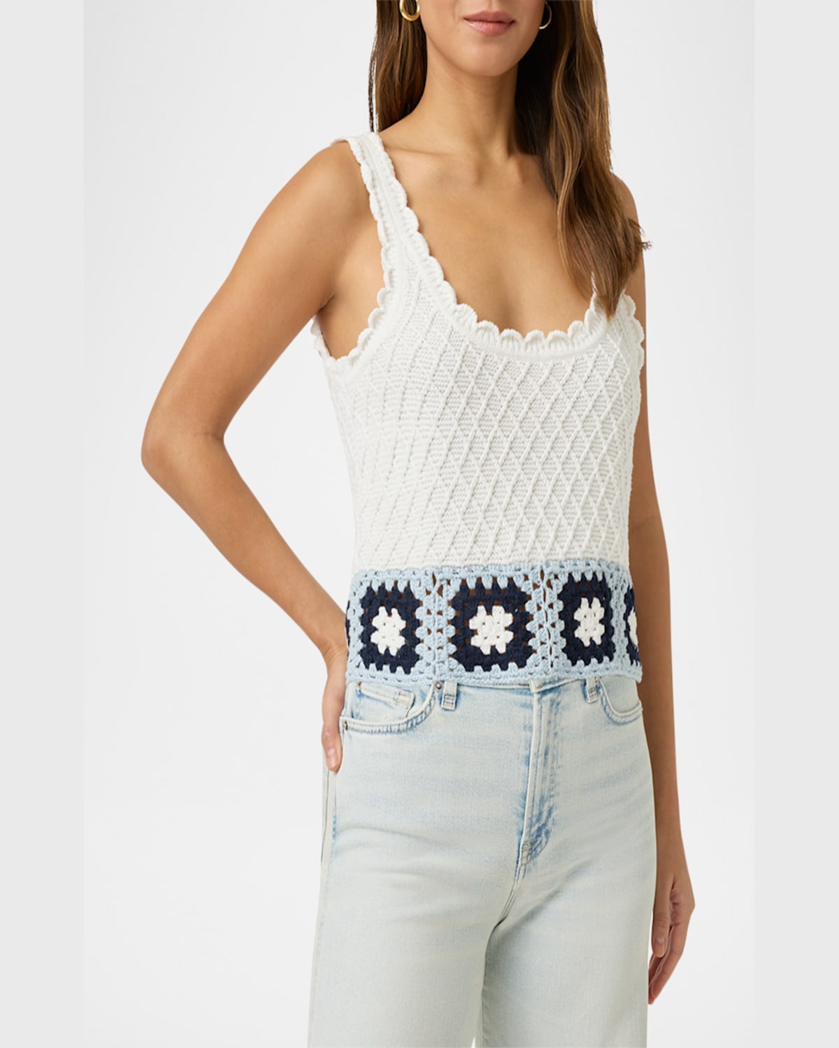 Splendid Sonia Texture Stitch Tank Sweater In White