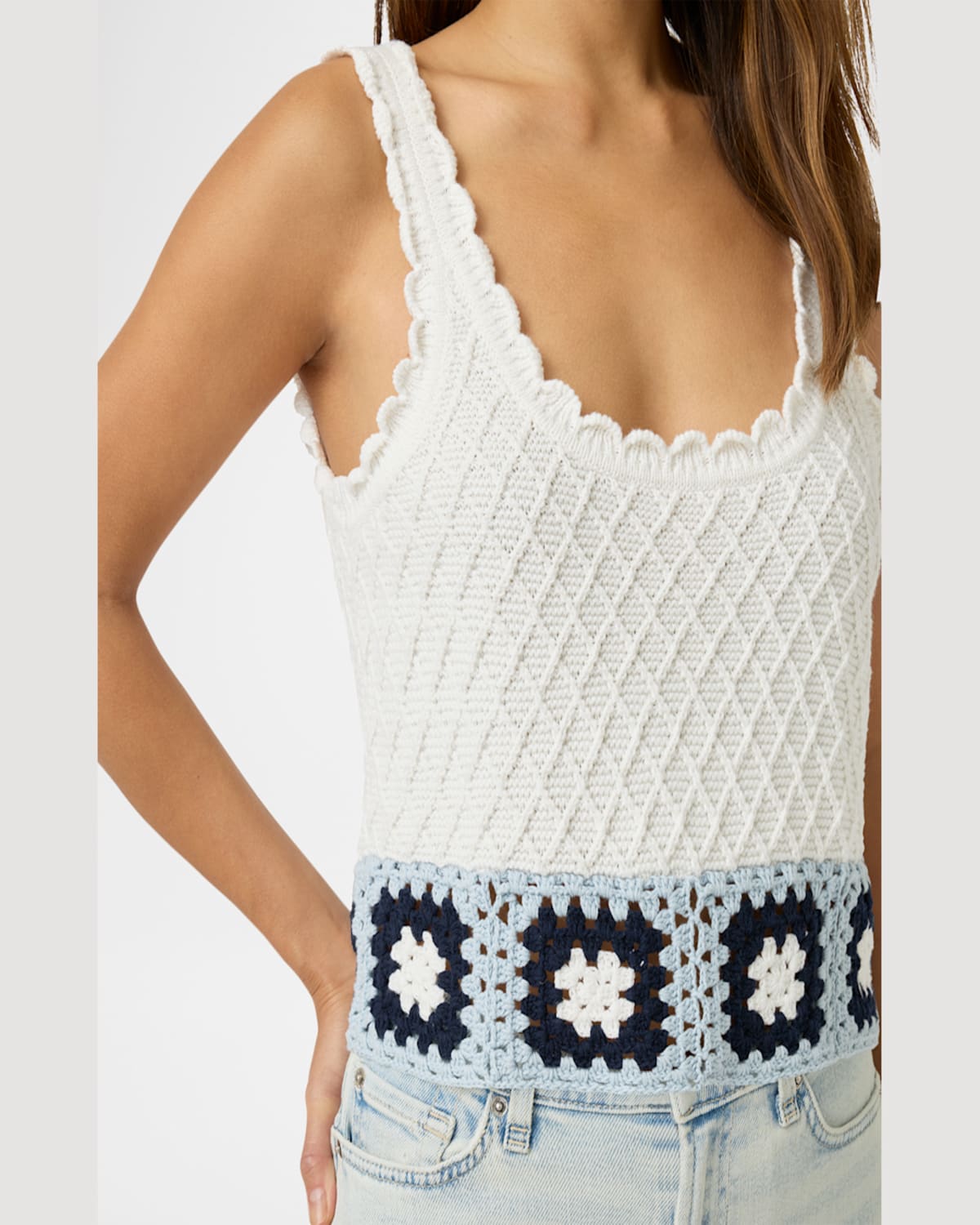 Splendid Sonia Texture Stitch Tank Sweater In White