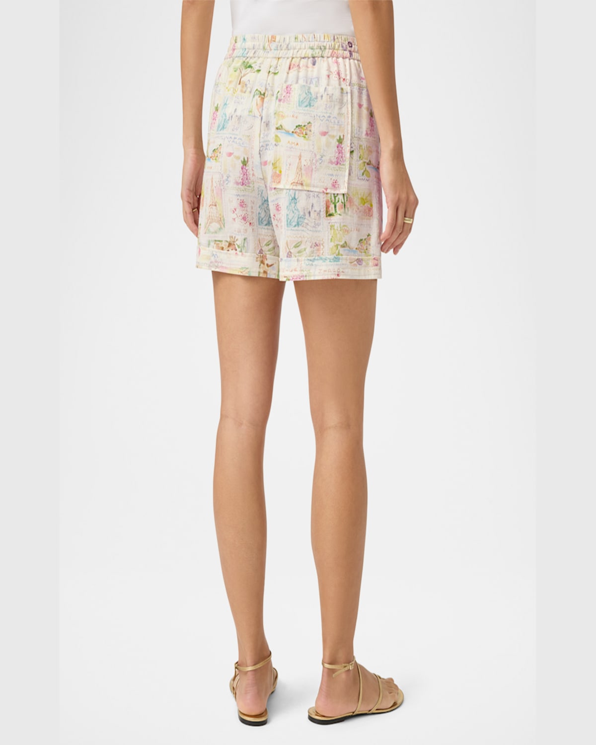 Splendid Coastal Postcard Shorts In Stamp Print