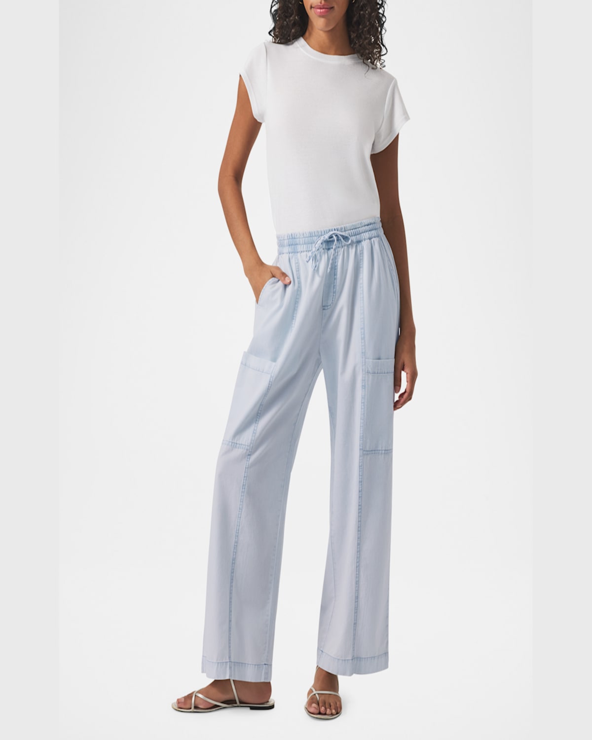 Splendid Indigo Stripe Wide Leg Pants In Wshd Indigo Stp
