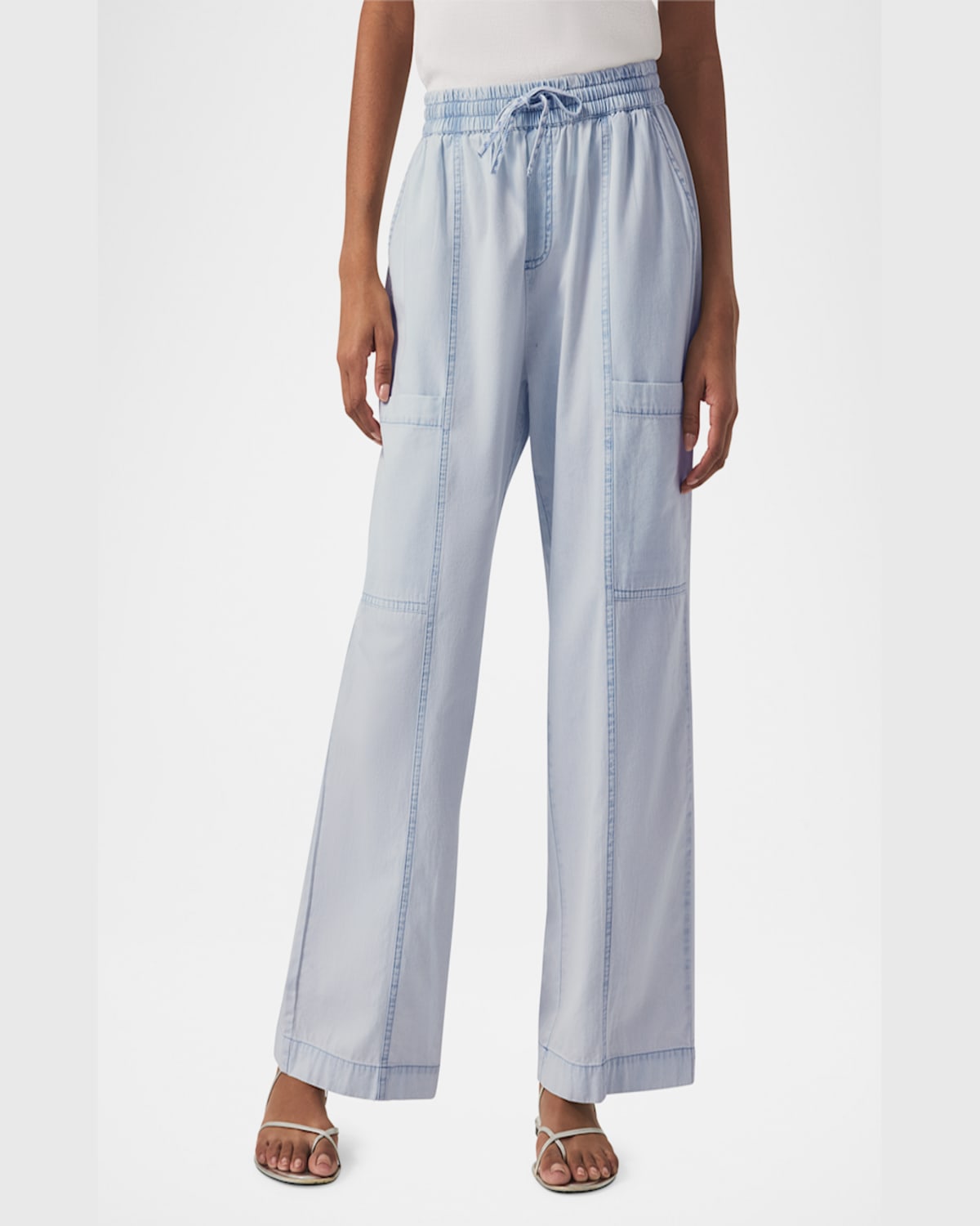 Splendid Indigo Stripe Wide Leg Pants In Wshd Indigo Stp