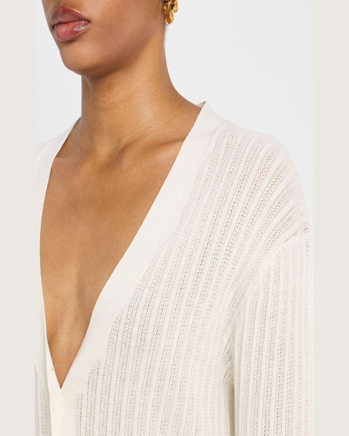 Twp Pointelle-knit Cardigan In Ivory