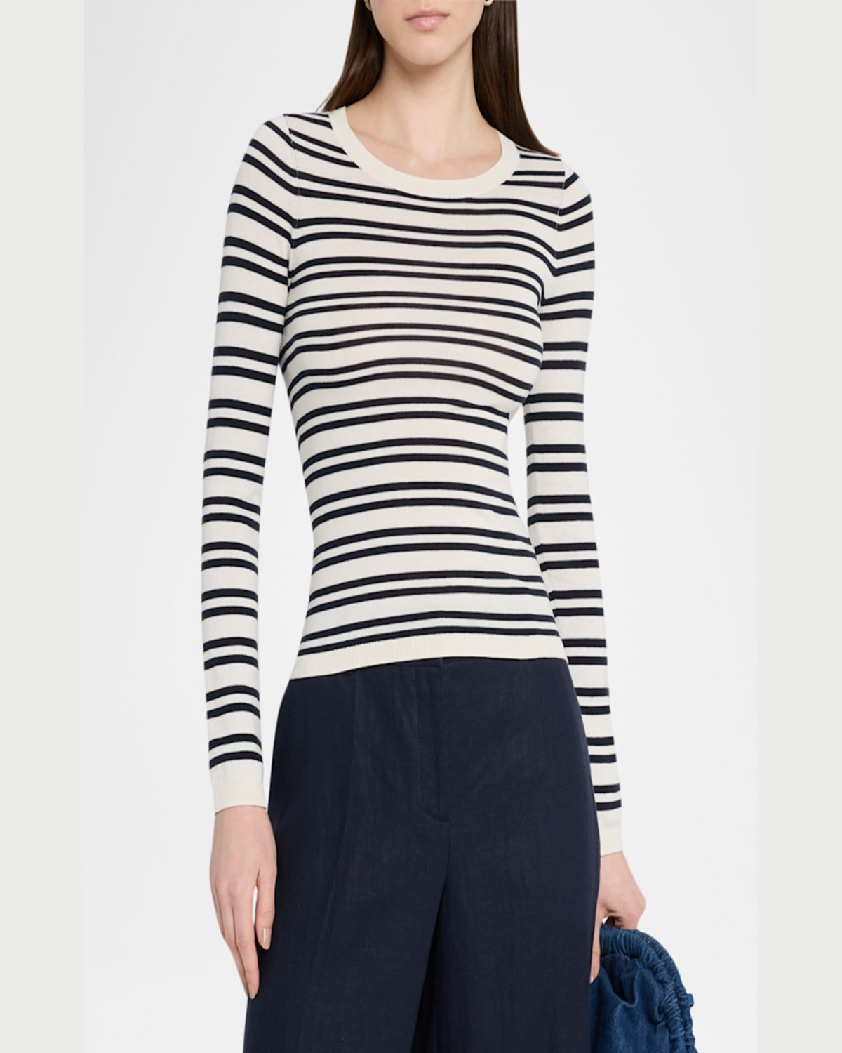 Twp Striped Second Skin Top In Midnight/ivory/dark