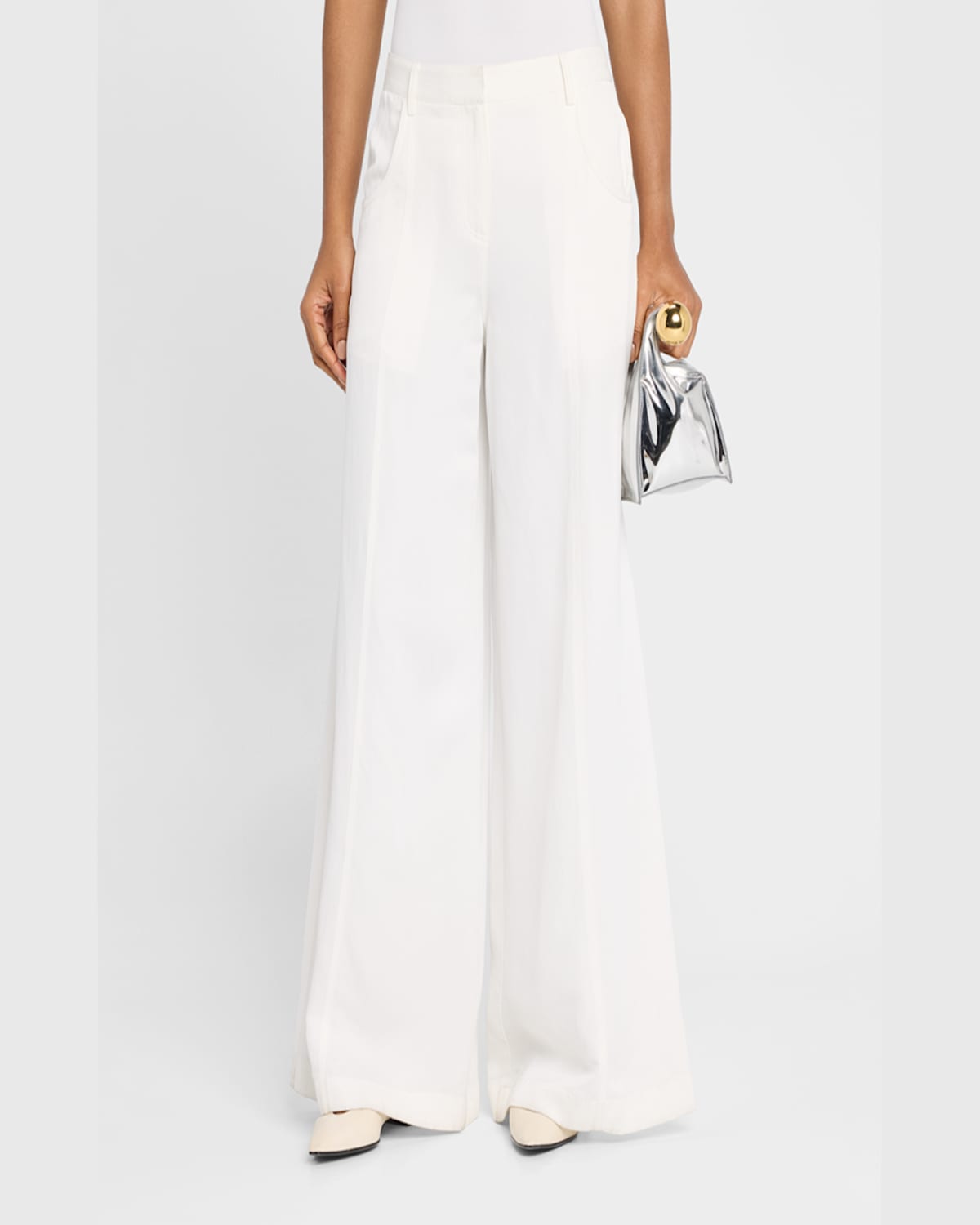 Twp Dees Wide-leg Linen-blend Trousers In White