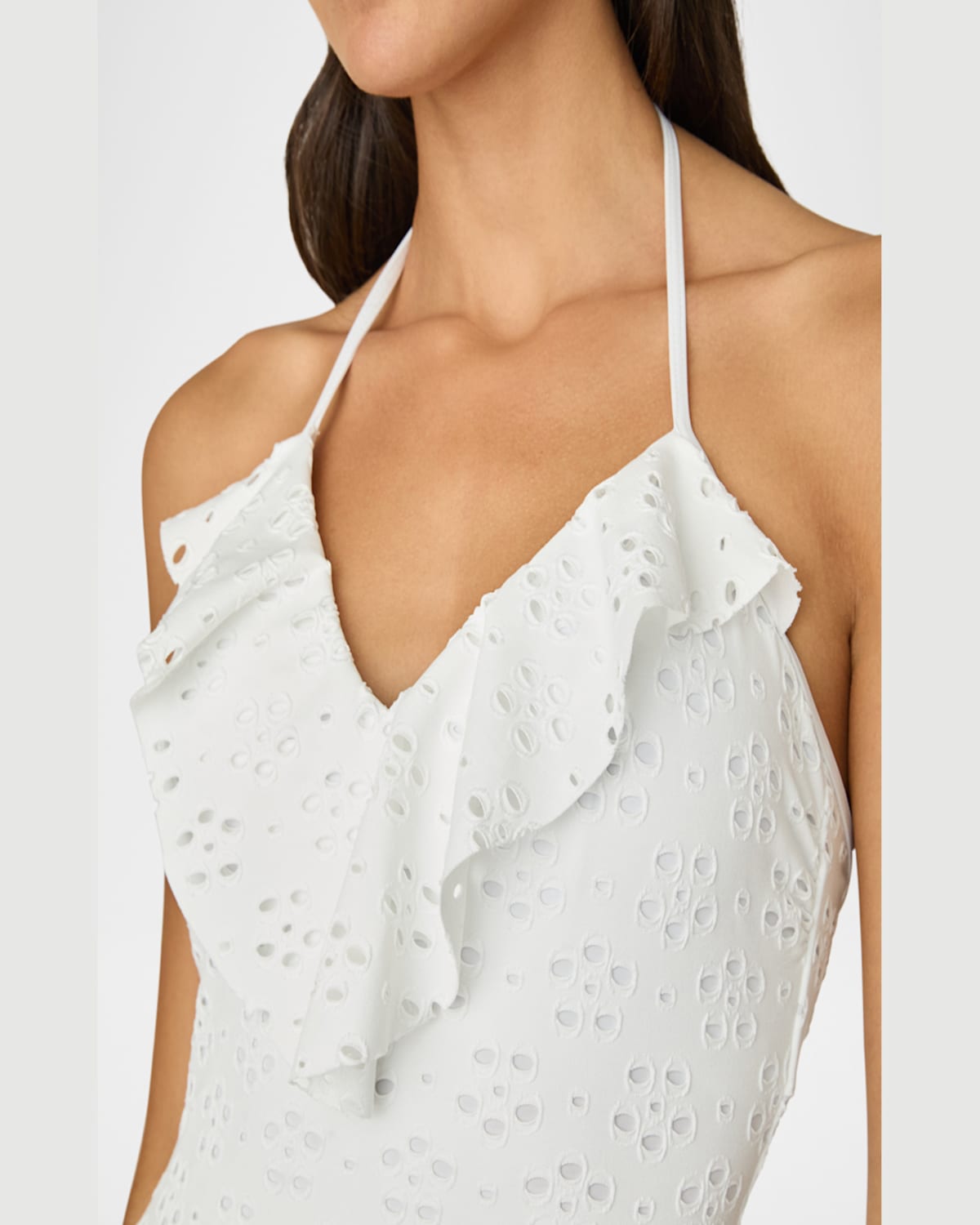 Shoshanna Daisy Ruffle Maillot One Piece In Ivory In Optic White
