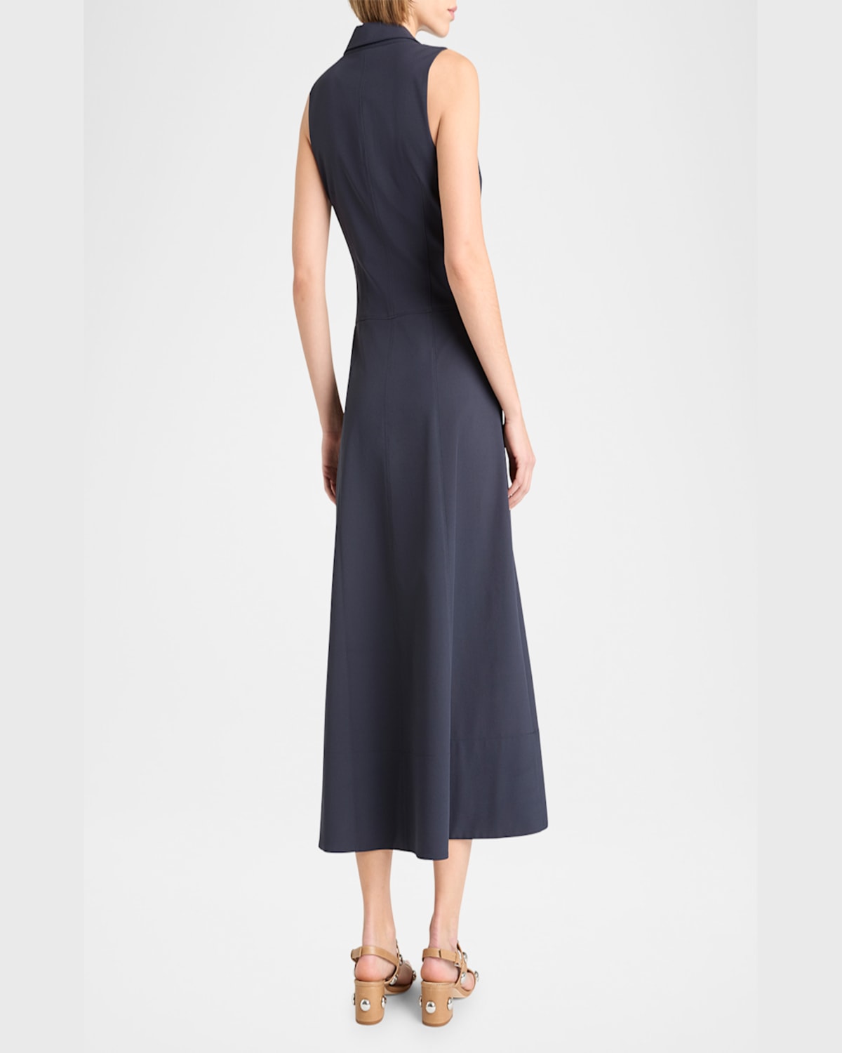 Cinq À Sept Kilda Ruched V-neck Midi Dress In Navy